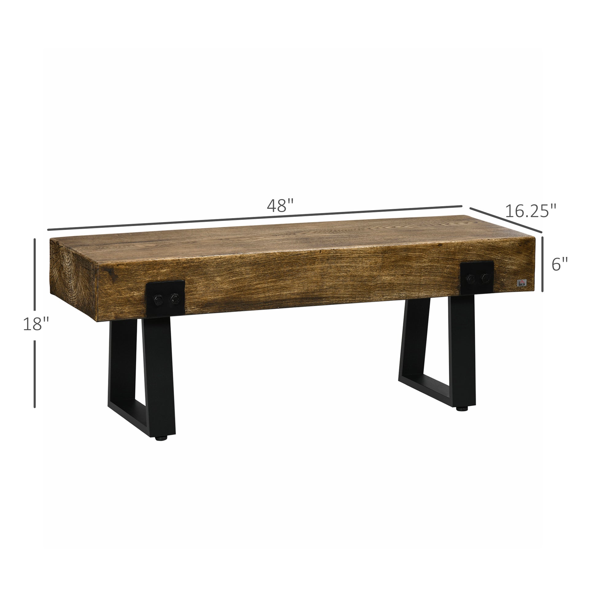 Rustic reclaimed wood coffee table with black metal legs