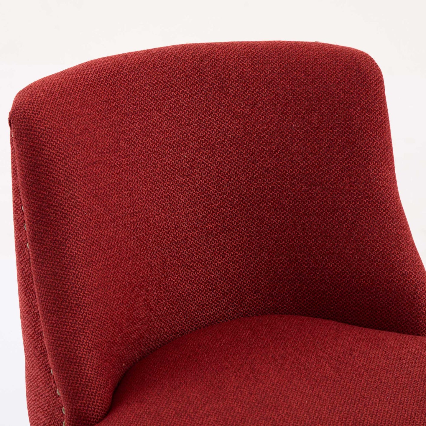 Close up of textured red upholstered chair back and seat