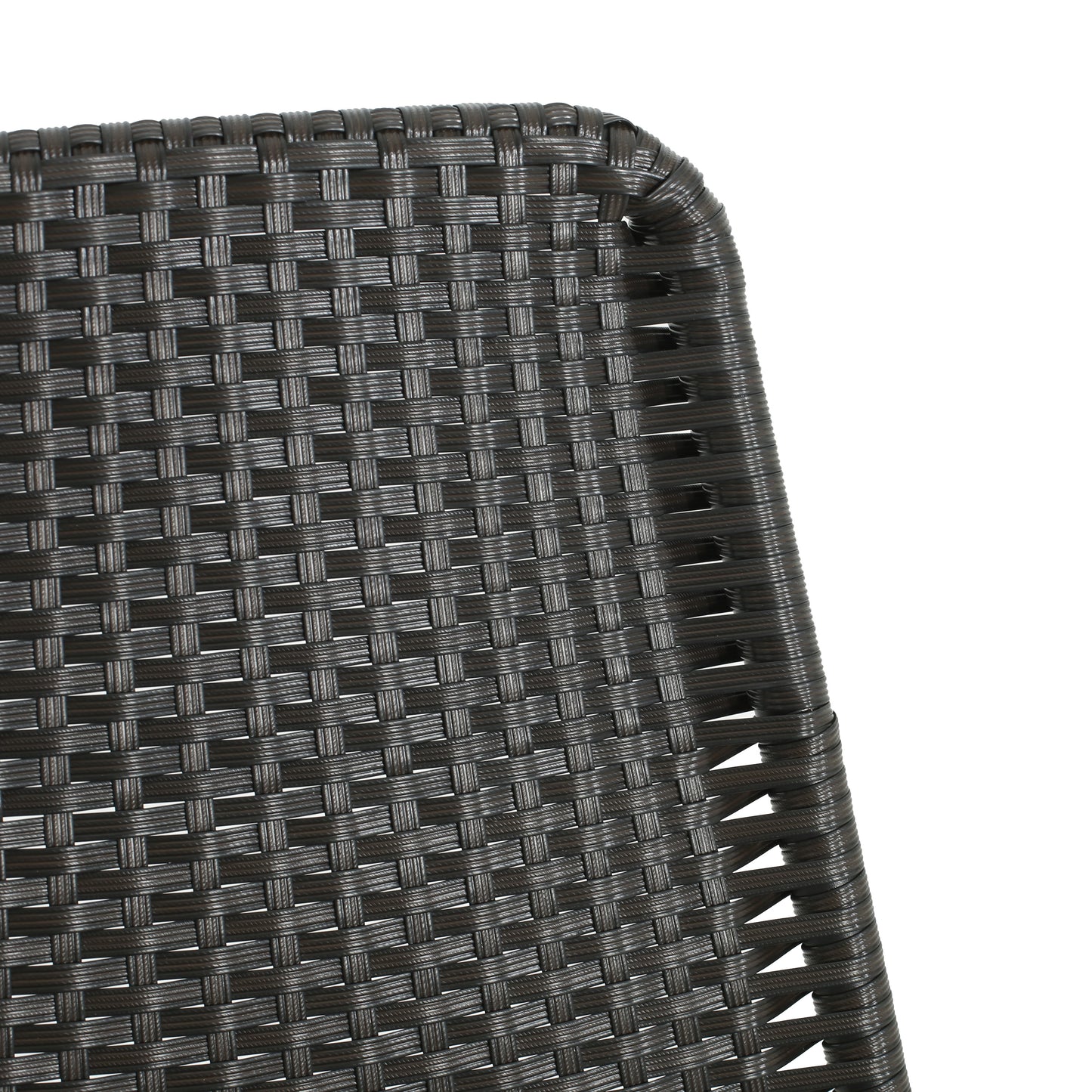 Dark brown wicker weave detail on an outdoor chair showcasing texture