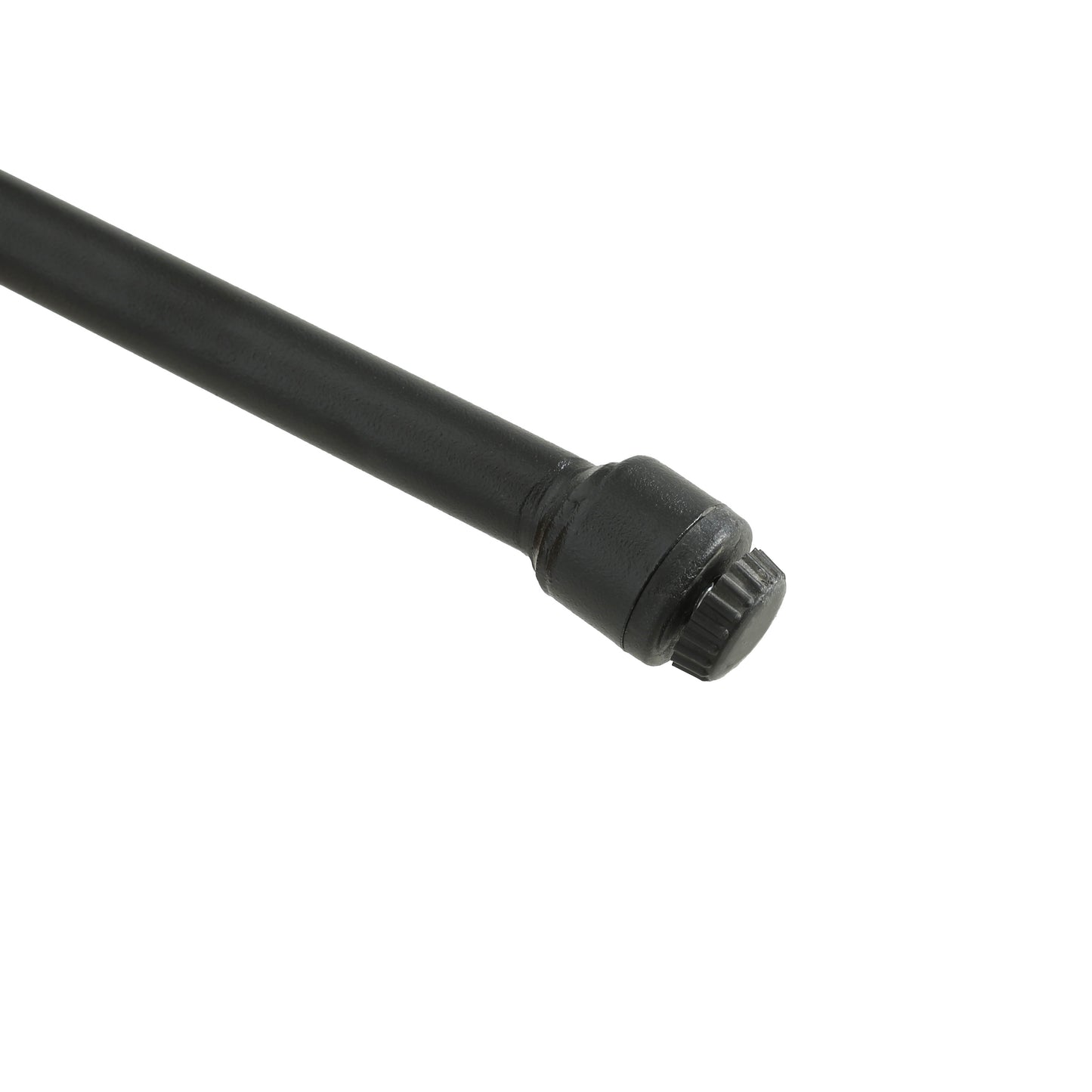 Black metal adjustment knob on a threaded rod part of a camera tripod