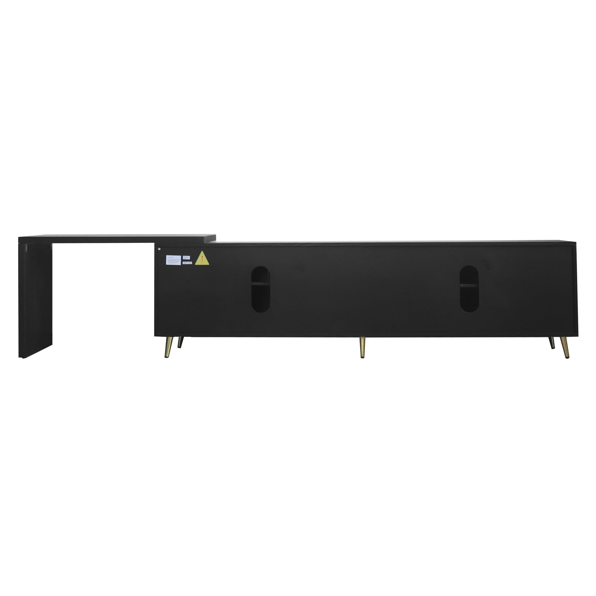 Black Lshaped desk with brass legs modern office furniture