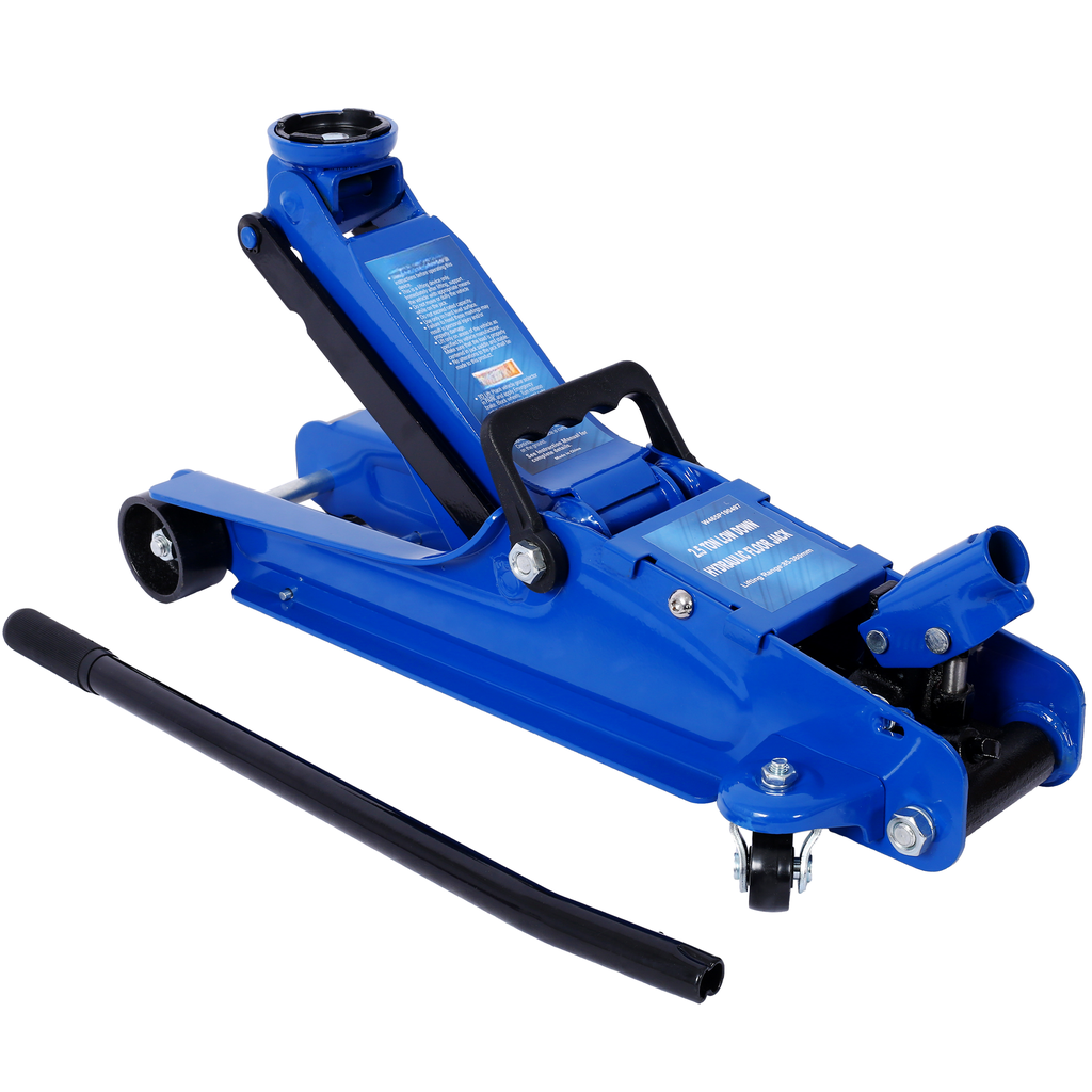 Blue  ton low profile hydraulic floor jack with handle for automotive use