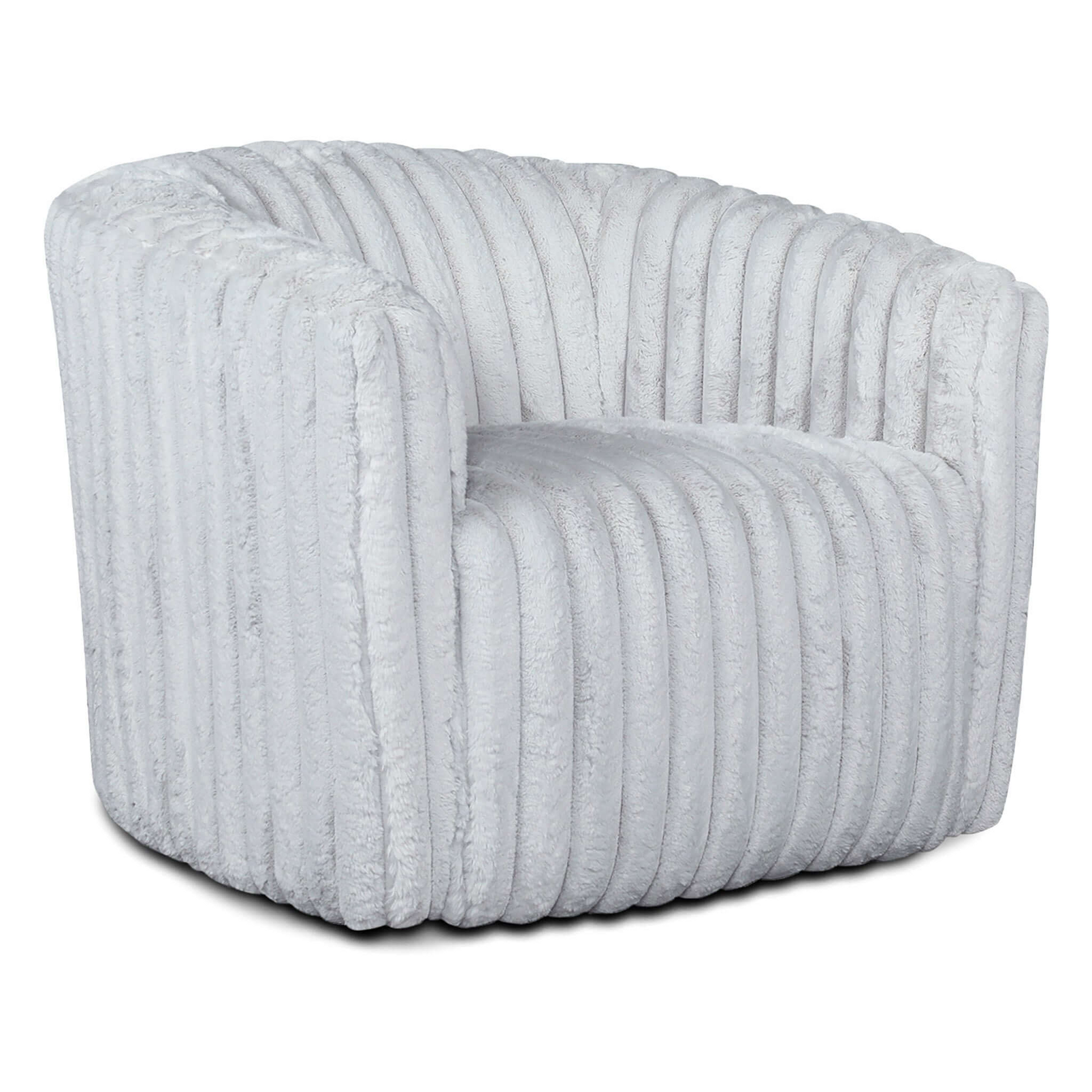 Plush white swivel accent chair with cozy ribbed texture for modern living rooms