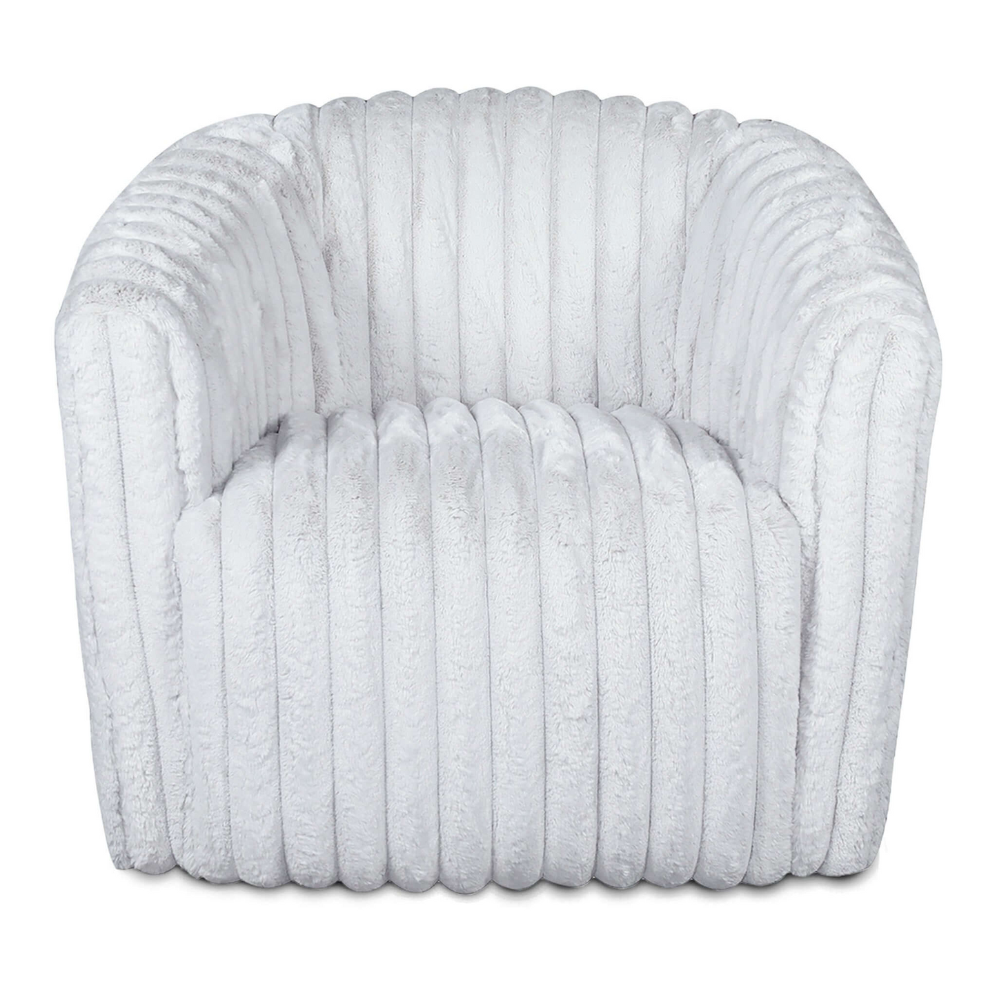 Plush white armchair with vertical ribbed texture perfect for a cozy living room accent