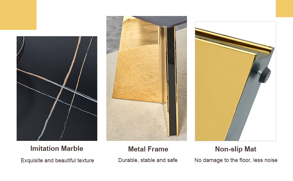 Black imitation marble tabletop with gold and silver veins
