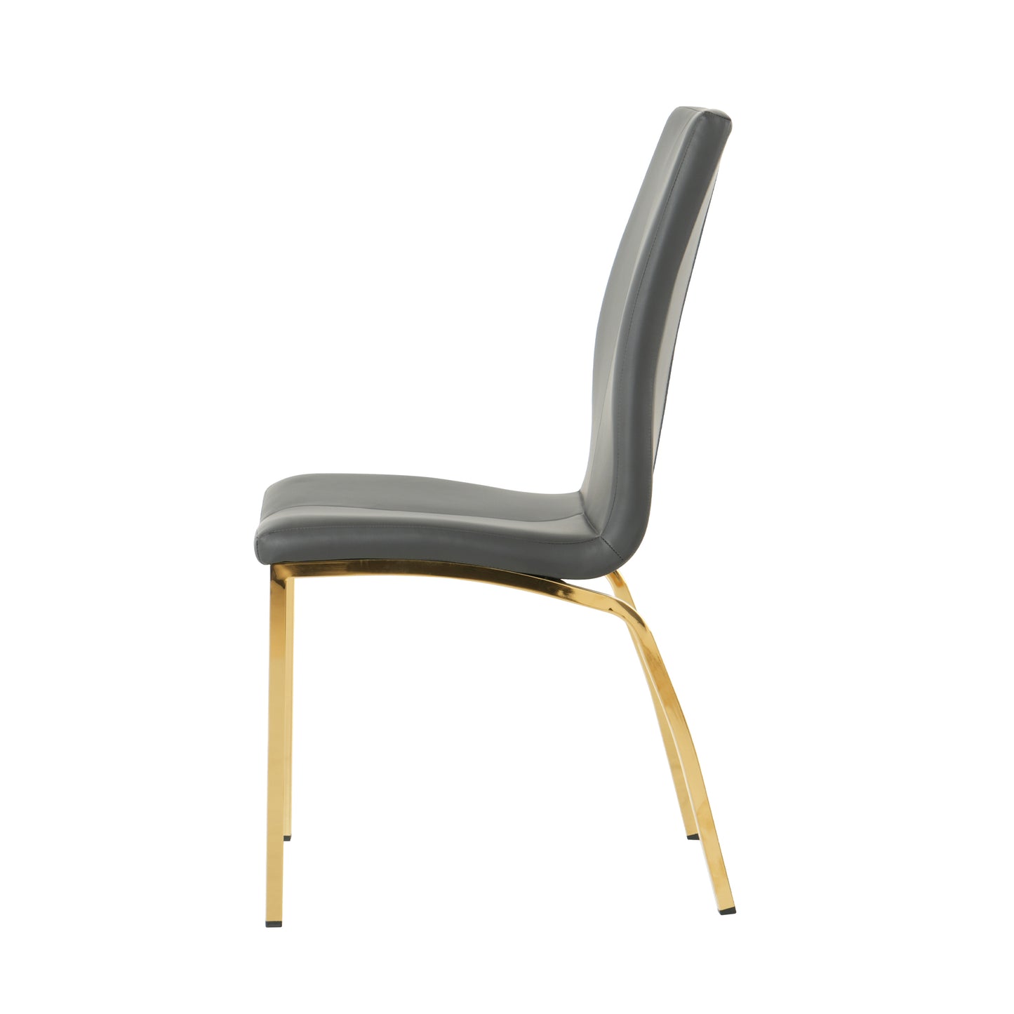 Grey leather dining chair with elegant gold metal legs perfect for modern kitchens