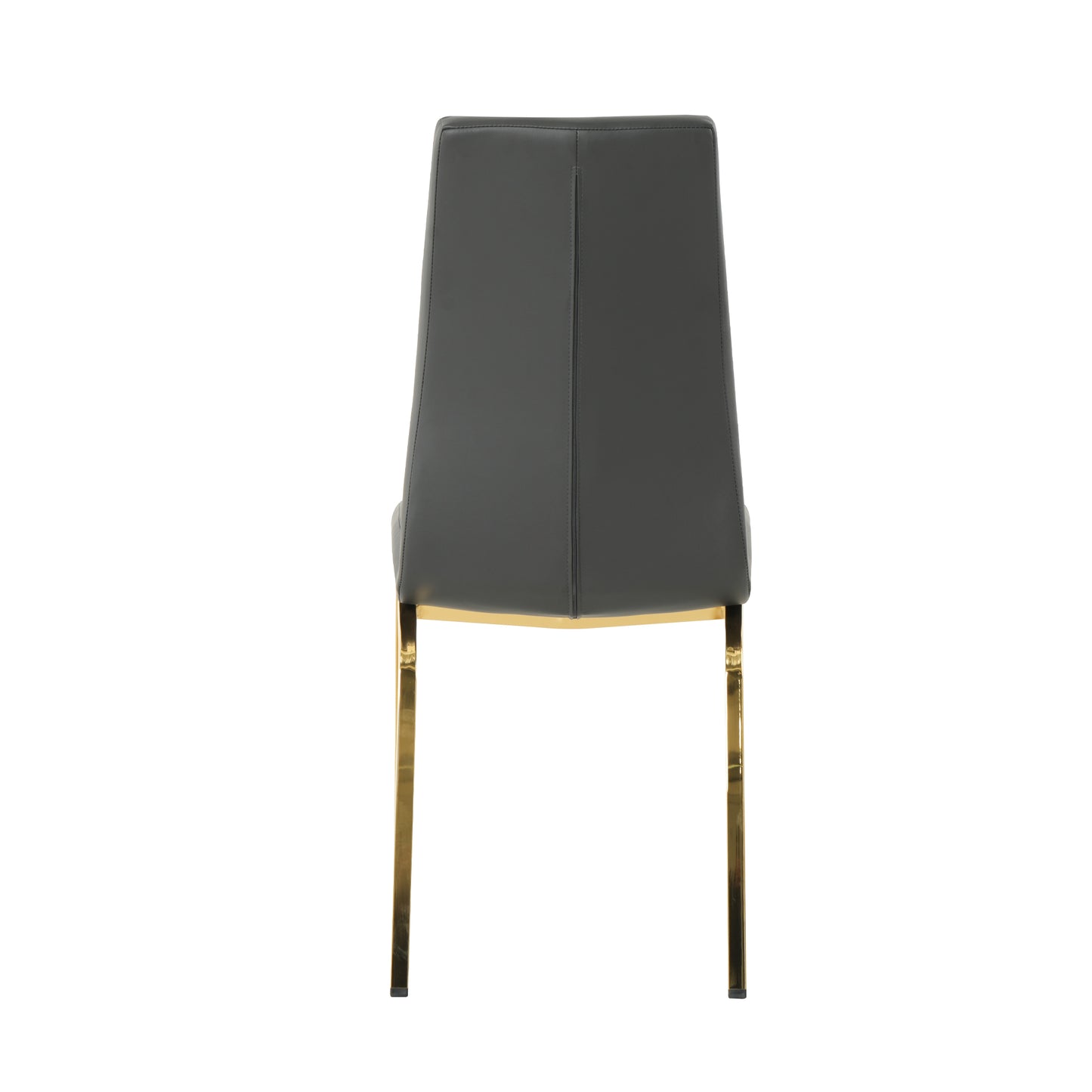 Modern dark gray faux leather dining chair with polished gold legs