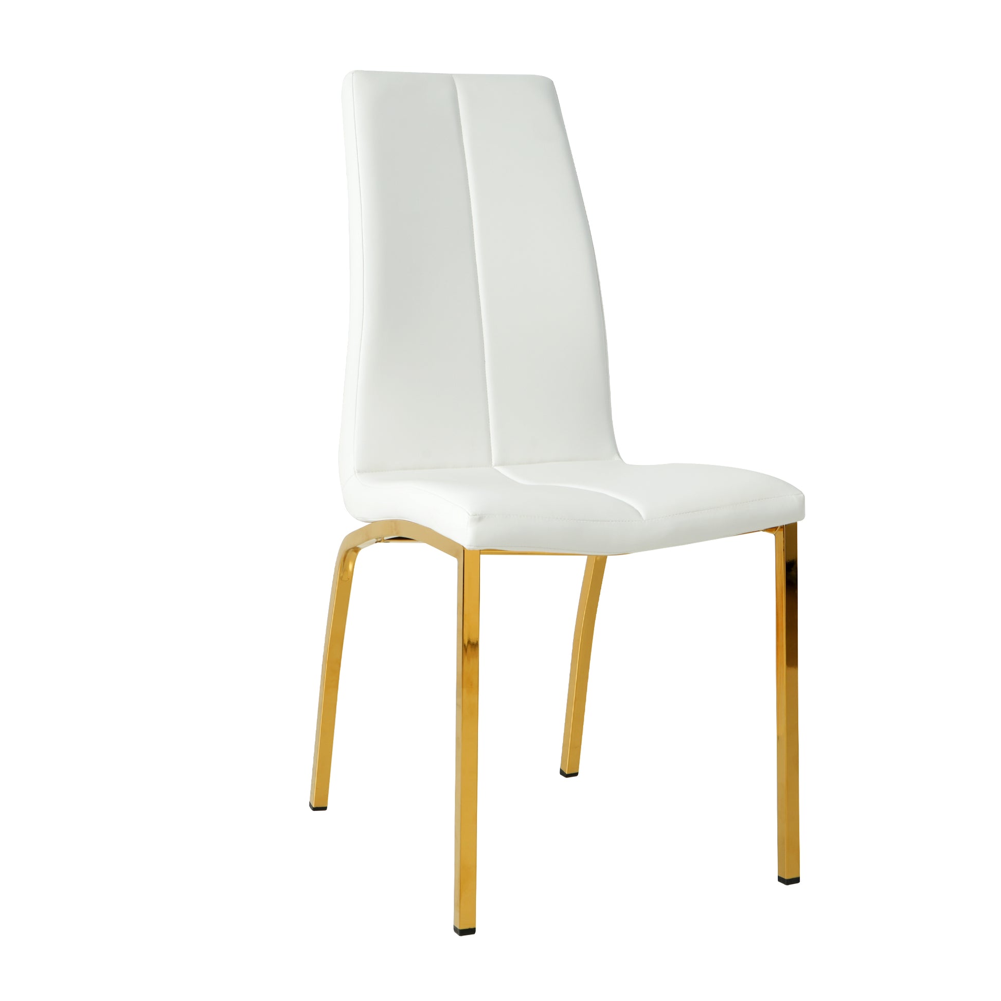 White leather dining chair with gold metal legs modern design for stylish homes