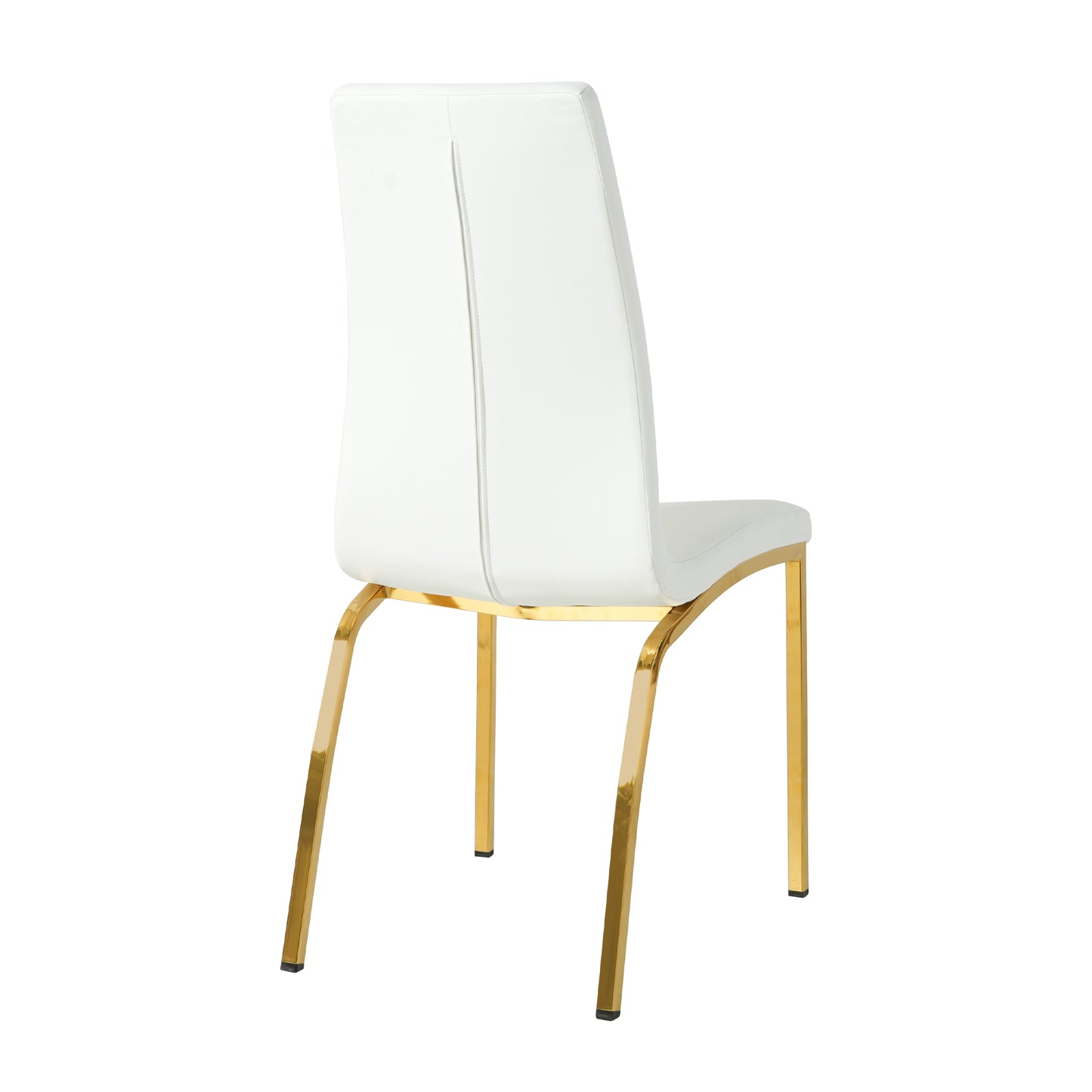 Modern white faux leather dining chair with sleek gold legs