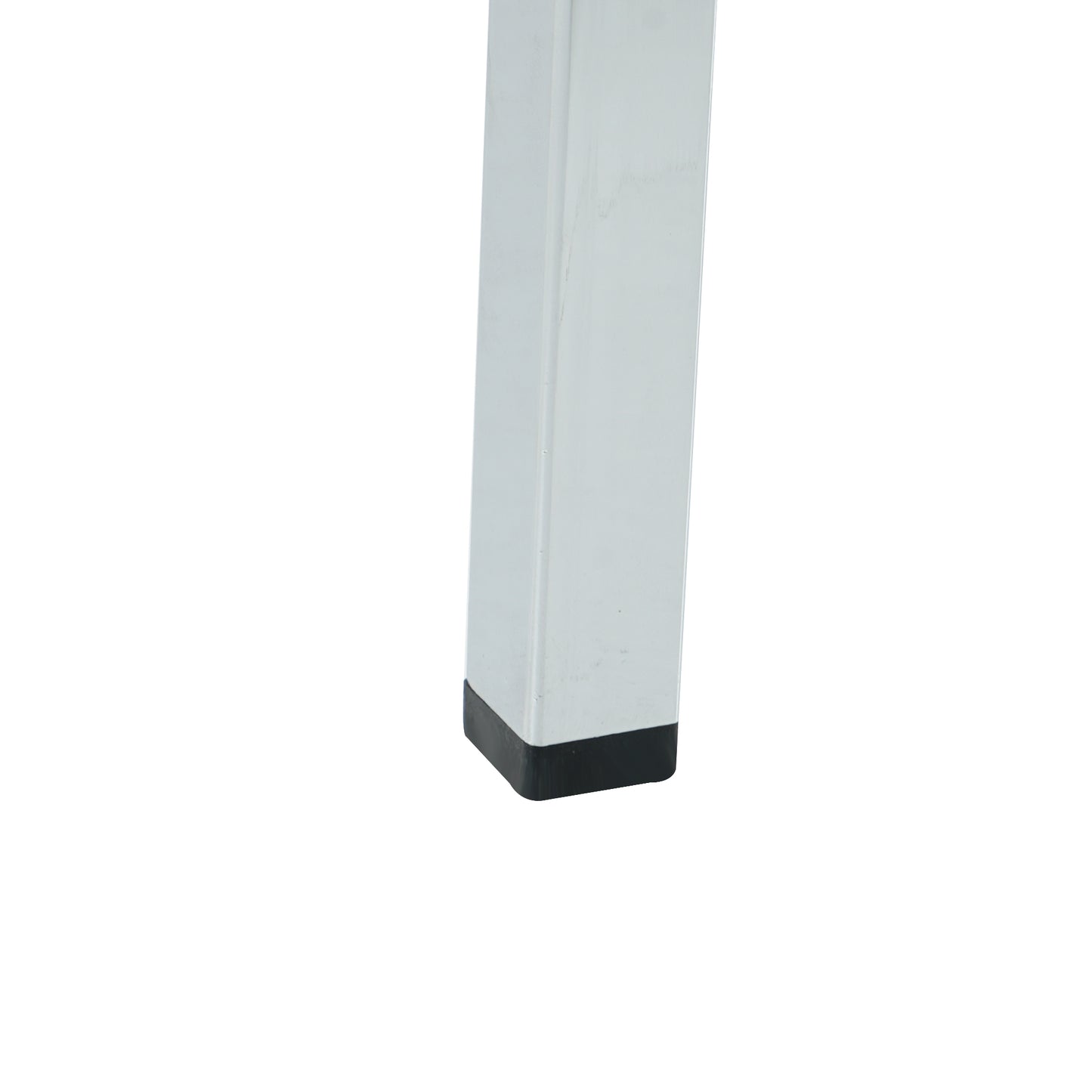 Square metal furniture leg with black protective foot cap
