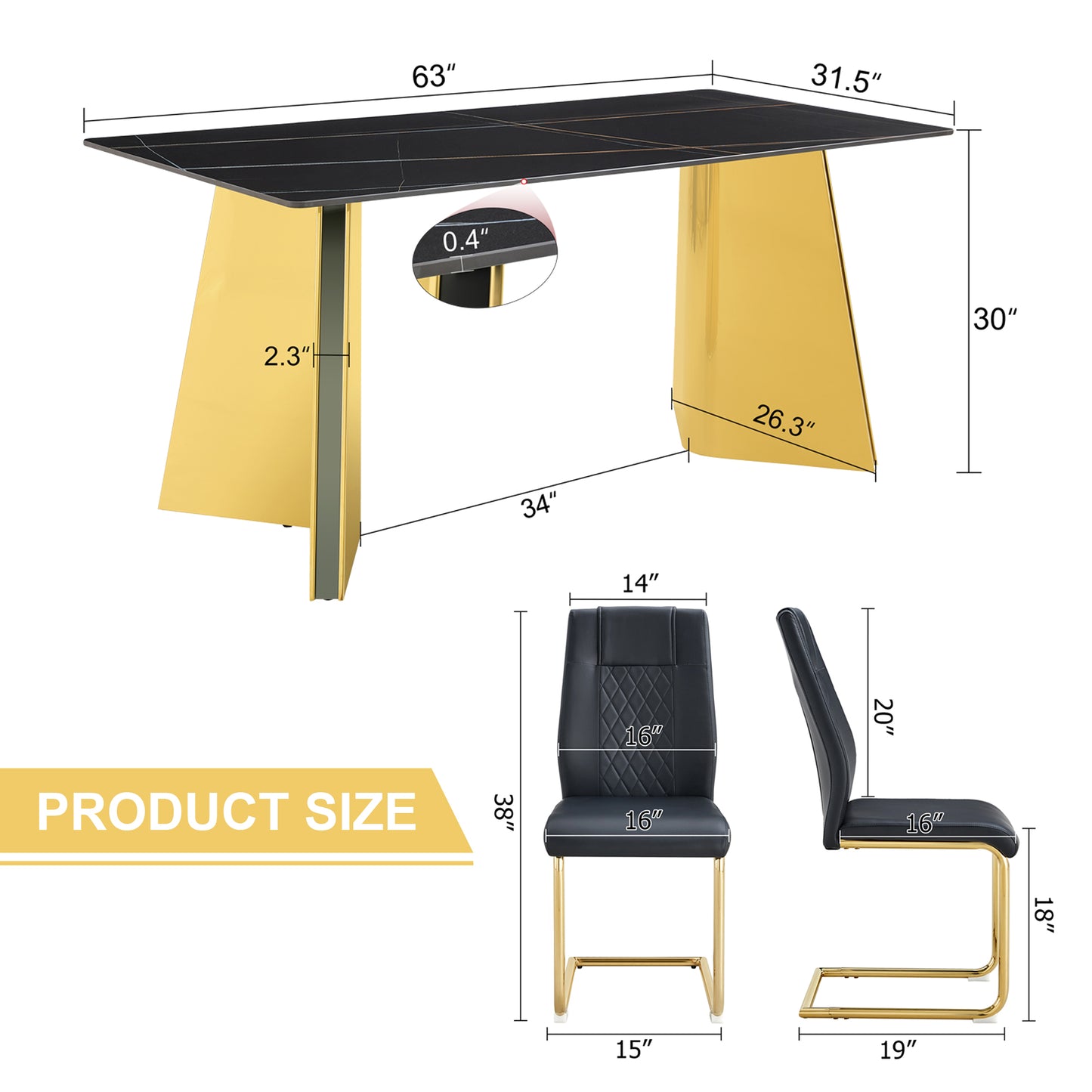 Black marble top dining table with gold metal legs xx inches