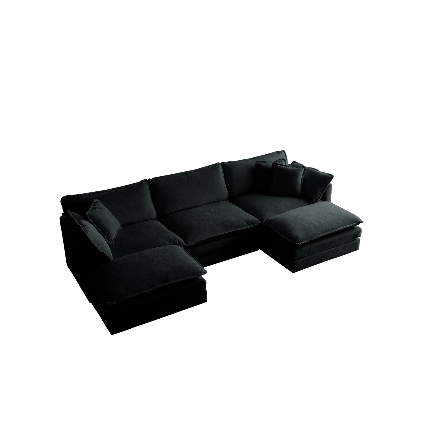 Plush black sectional sofa with deep seats and plush throw pillows for ultimate comfort