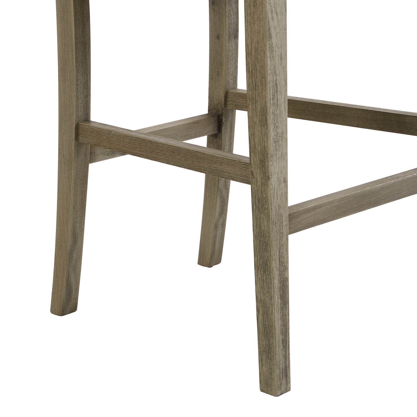 Distressed oak bar stool legs with crossbars for stability
