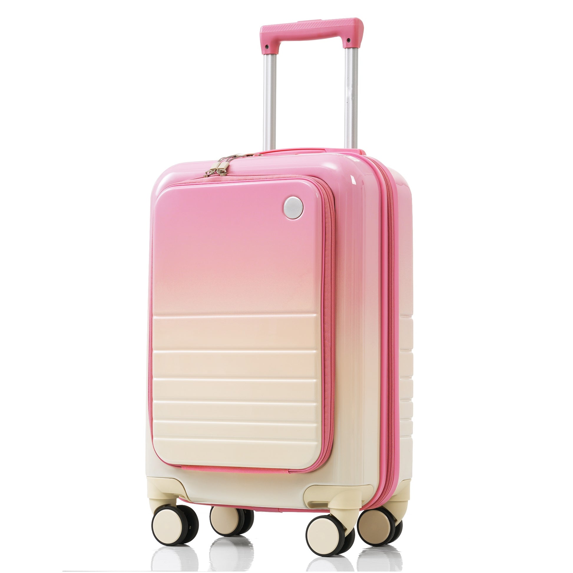 Pink and cream ombre hardside carryon luggage with spinner wheels