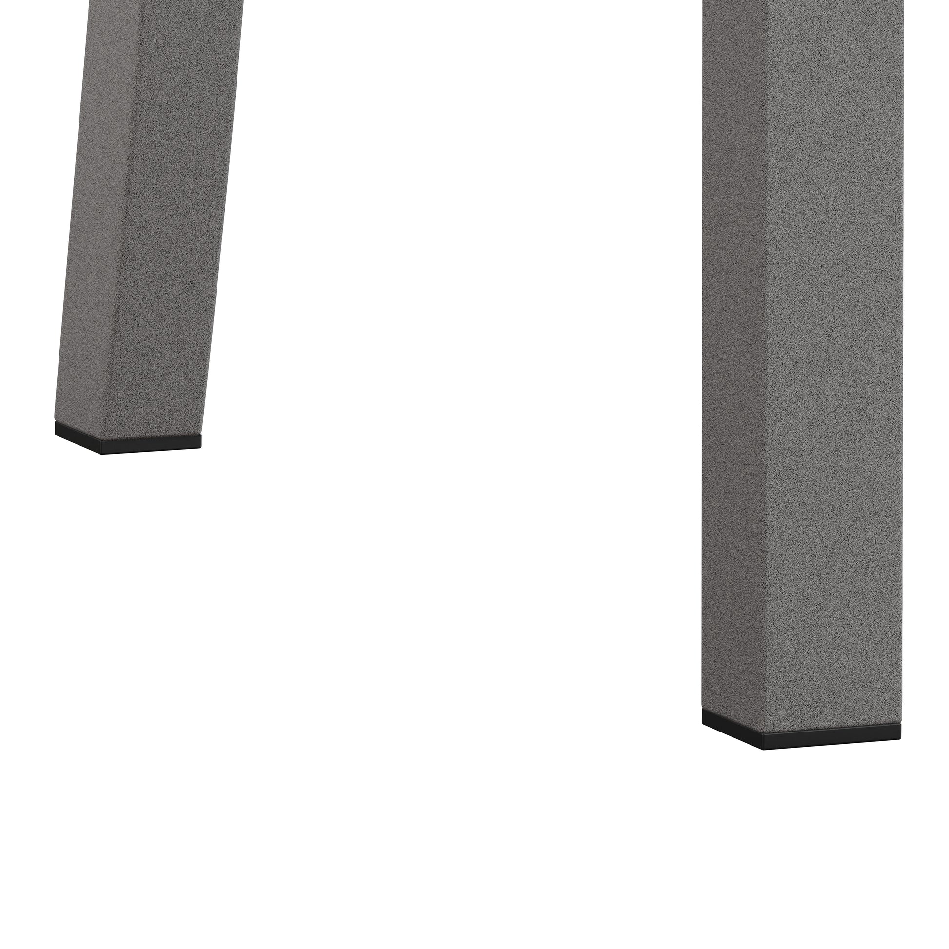 Textured gray metal table leg with black foot
