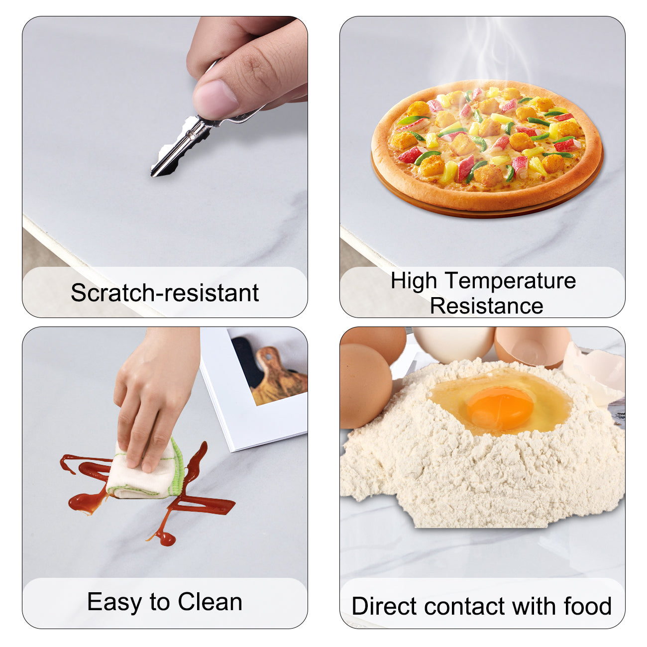 Scratchresistant silicone mat surface being tested with a key