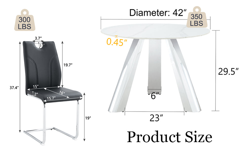 Black faux leather dining chair with chrome sled base  lbs capacity