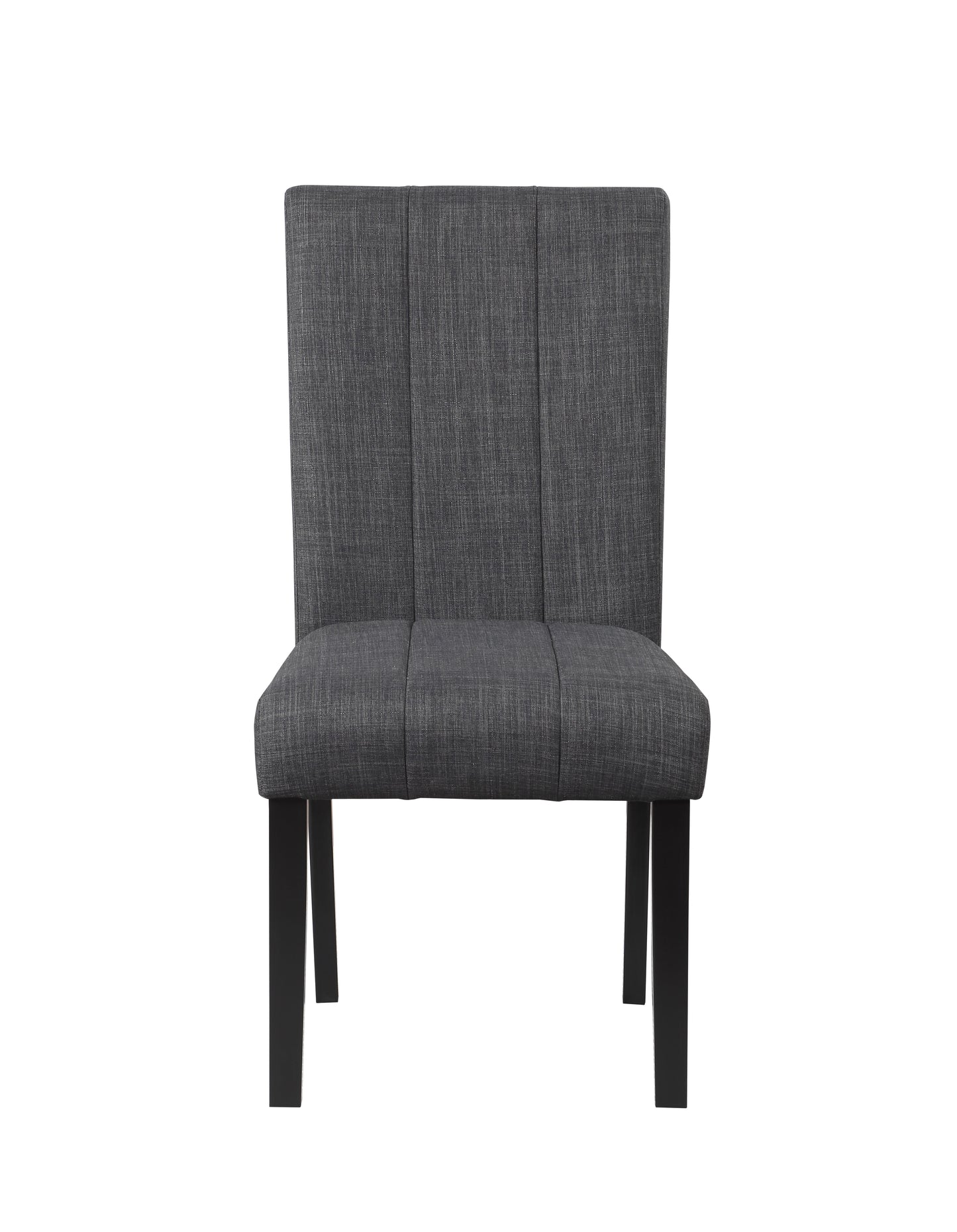 Dark gray upholstered dining chair with tufted back