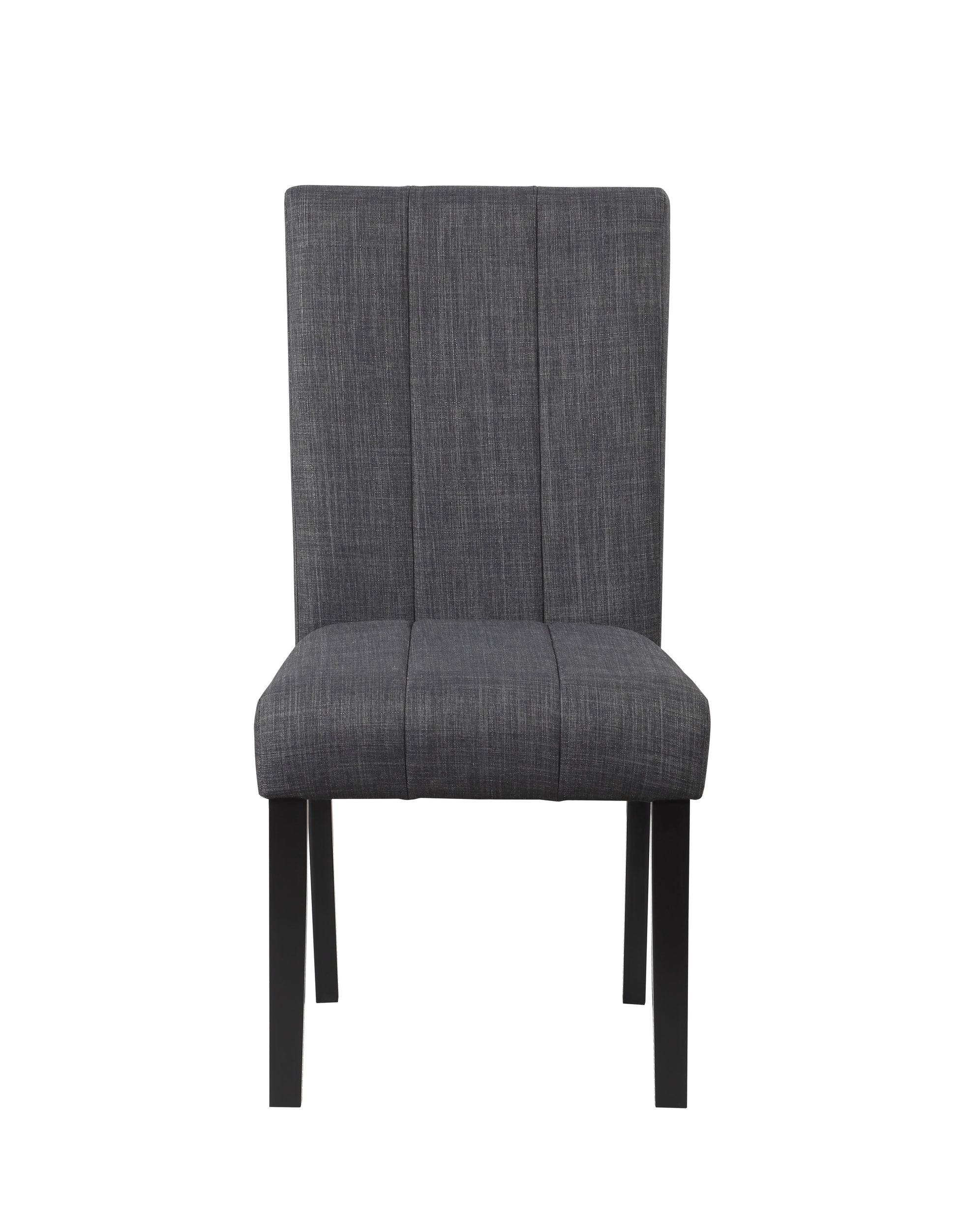Dark gray upholstered dining chair with tufted back