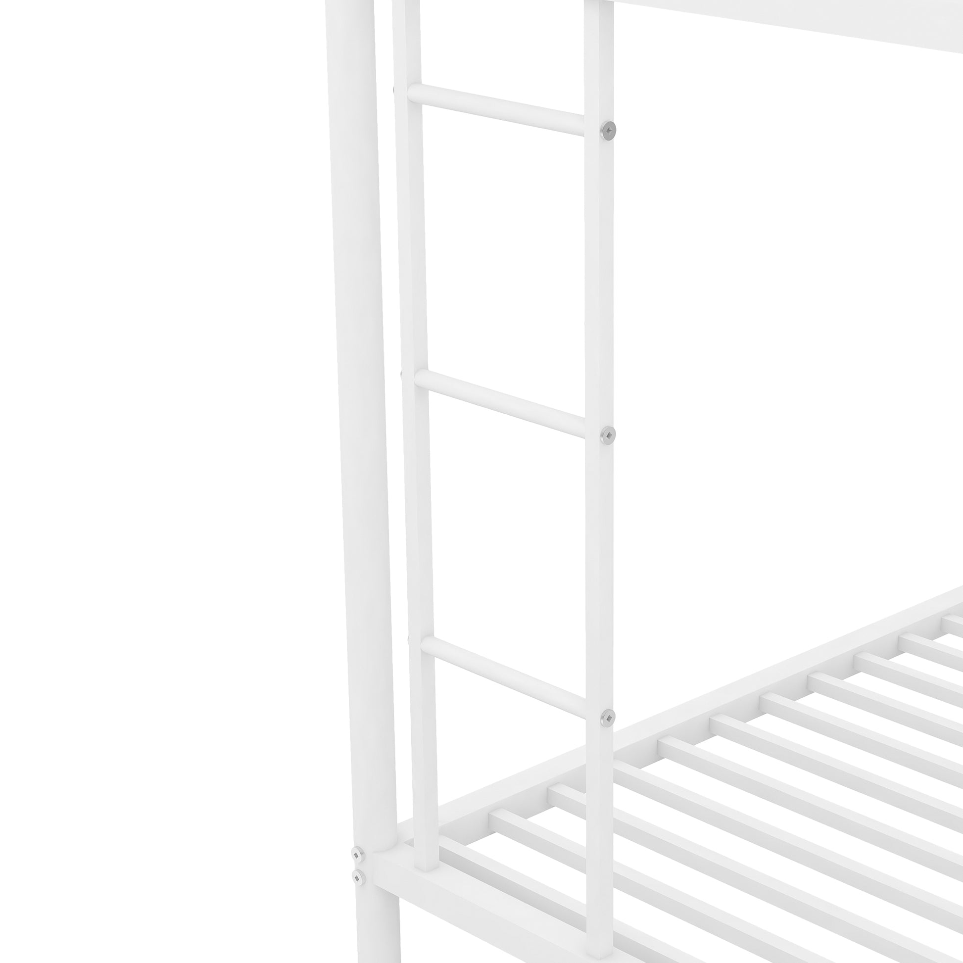 White metal bunk bed ladder detail