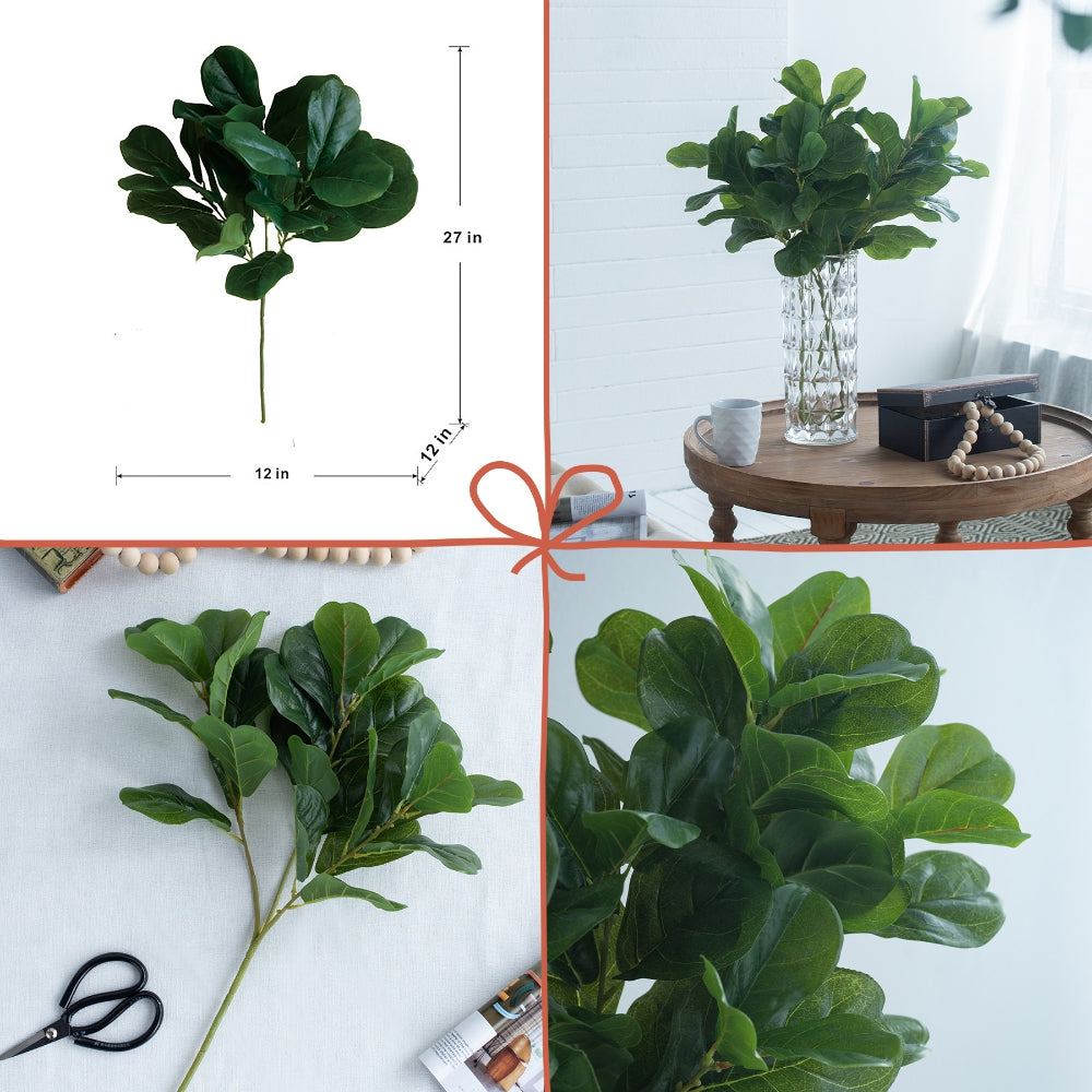 Realistic inch artificial fiddle leaf fig stem with lush green leaves