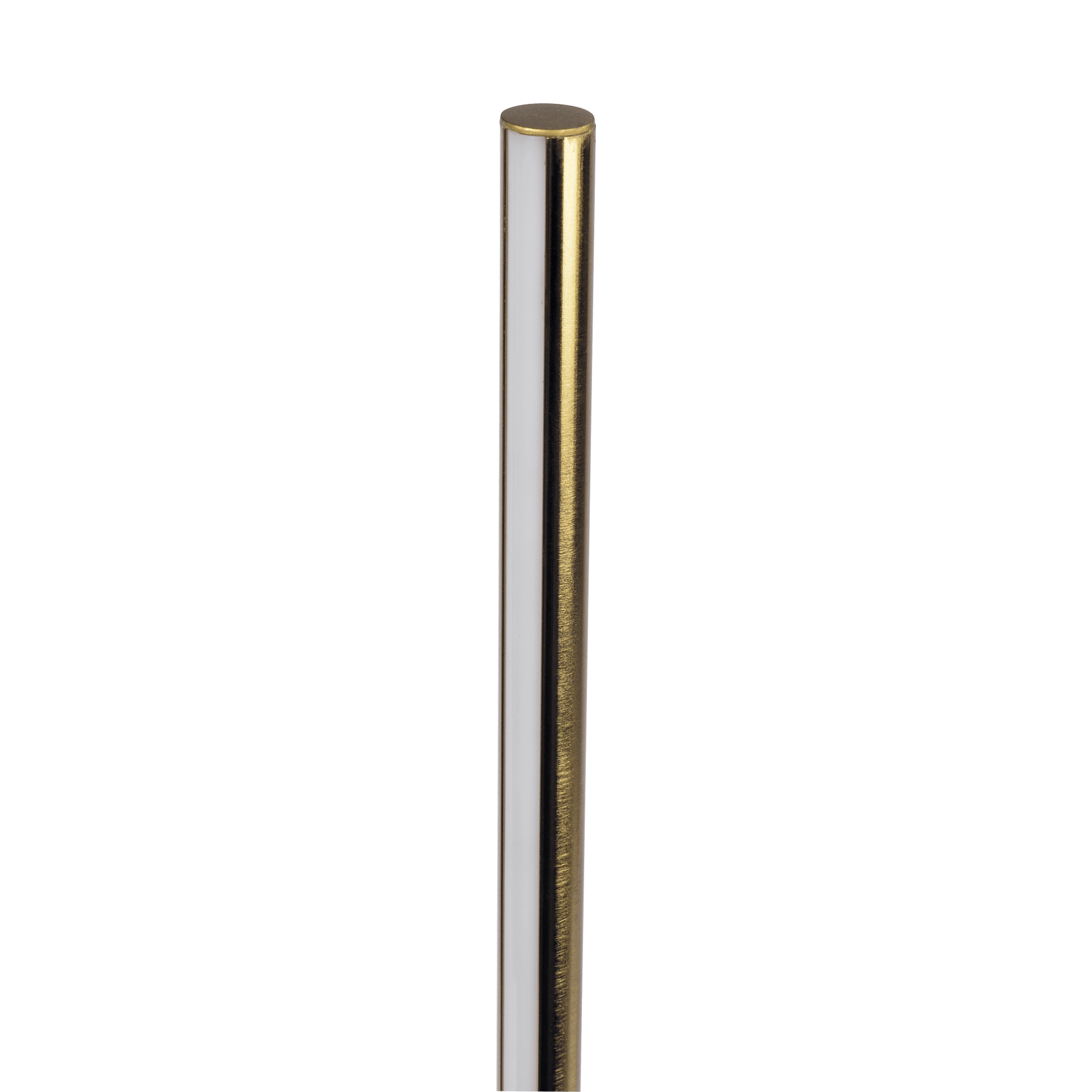 Brushed brass and chrome metal rod with gold cap accent ideal for modern decor