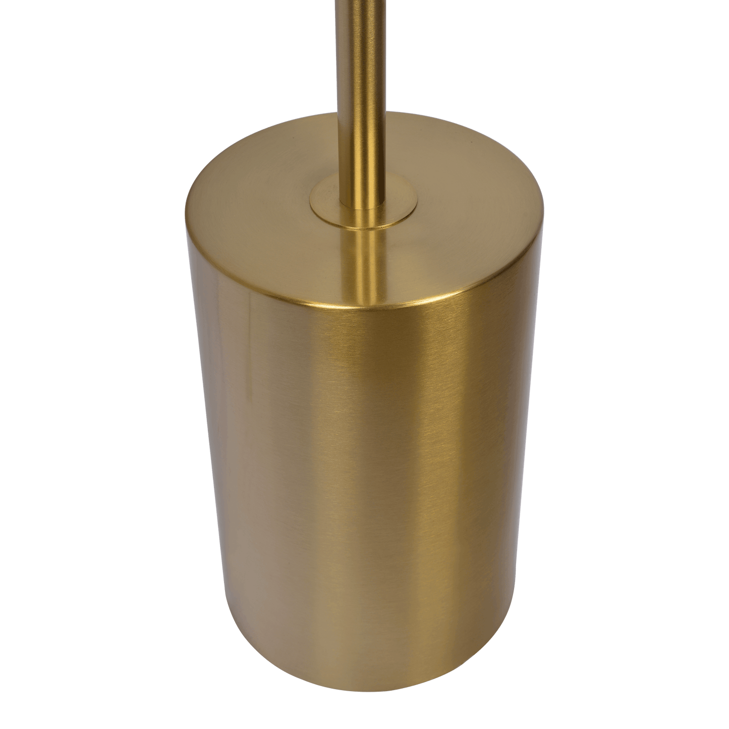 Brushed brass cylinder lamp base with central pole