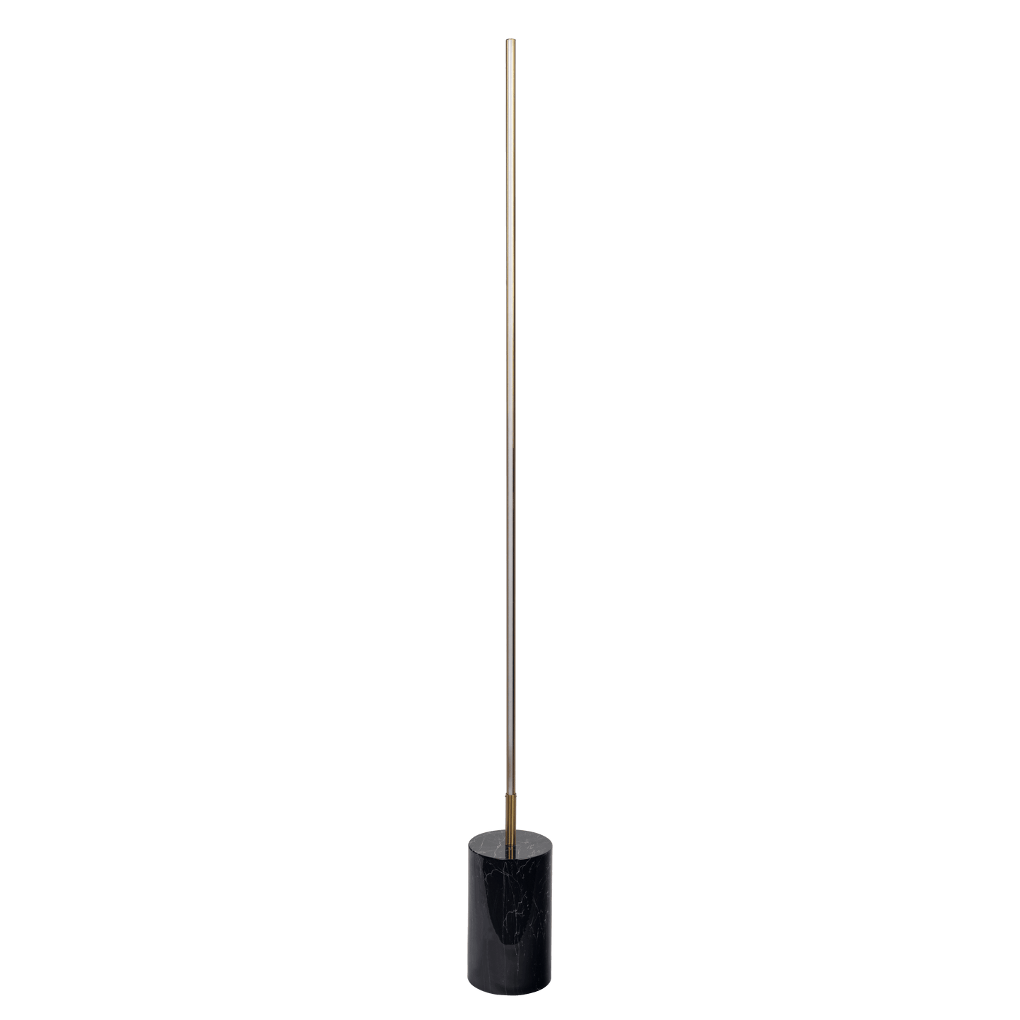 Modern minimalist floor lamp with black marble base and brass pole