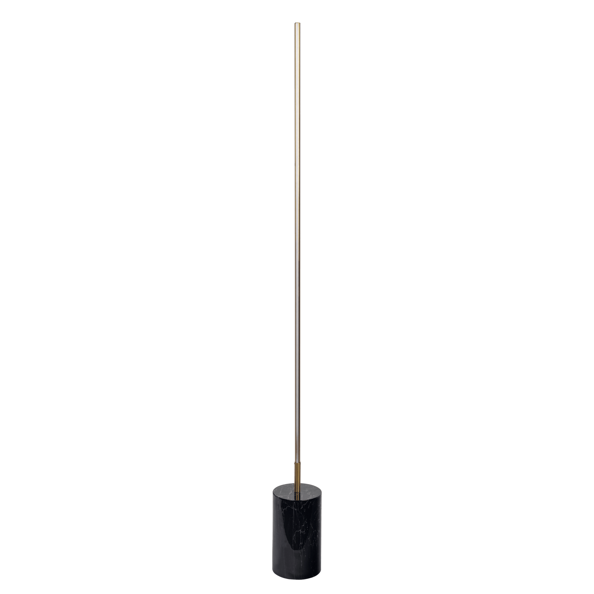 Modern minimalist floor lamp with black marble base and brass pole