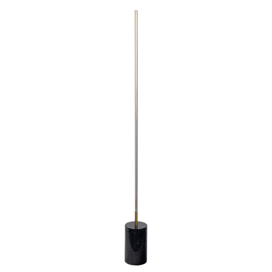 Modern minimalist floor lamp with black marble base and brass pole