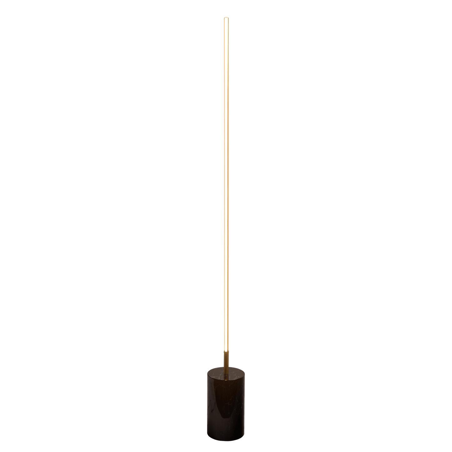 Modern minimalist floor lamp with a dark marble base and a slim LED light