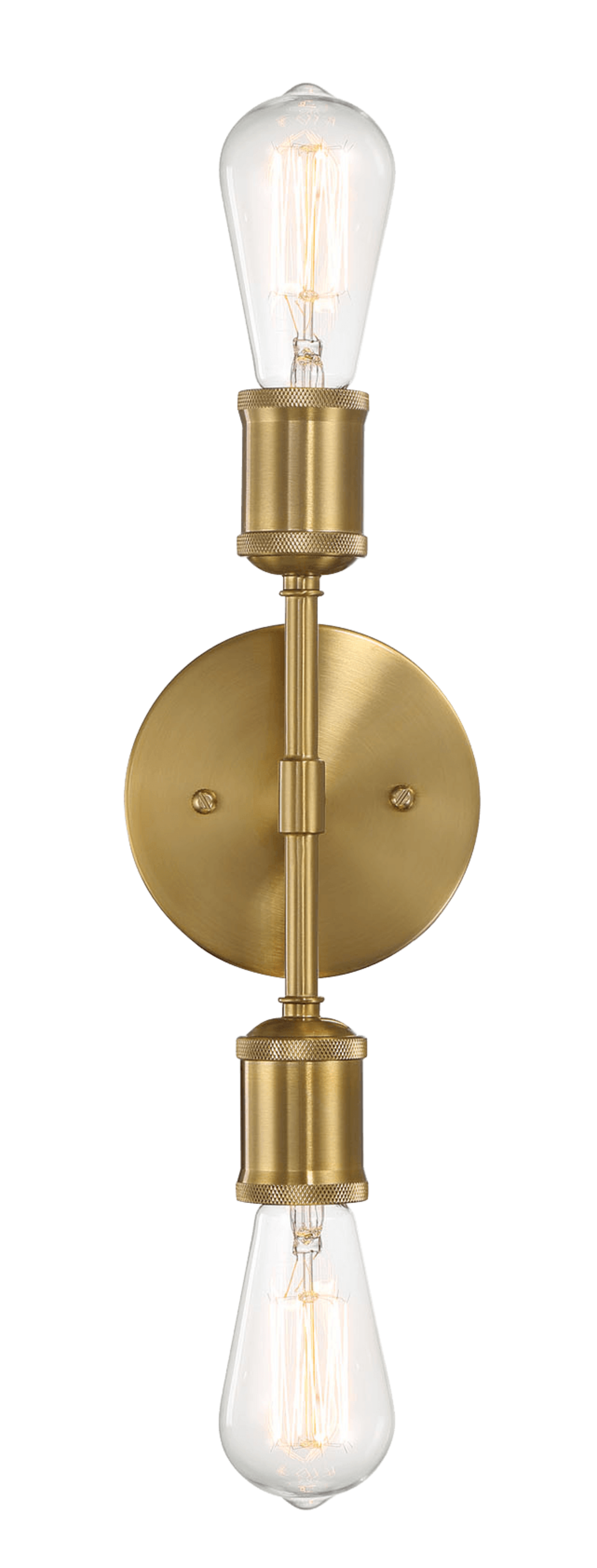 Brass industrial sconce with two Edison bulbs and vintage design