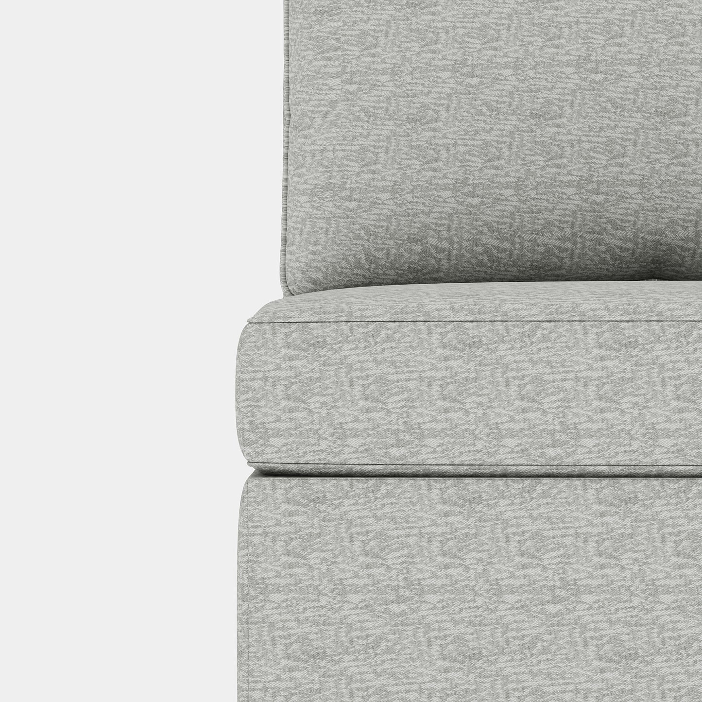 Closeup of a modern sofas textured grey fabric upholstery showing its detailed weave