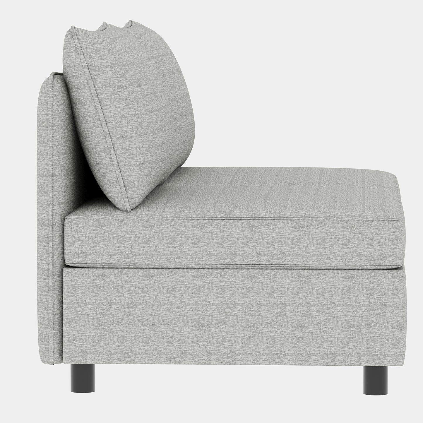 Modern grey fabric sectional sofa with plush cushions and dark legs