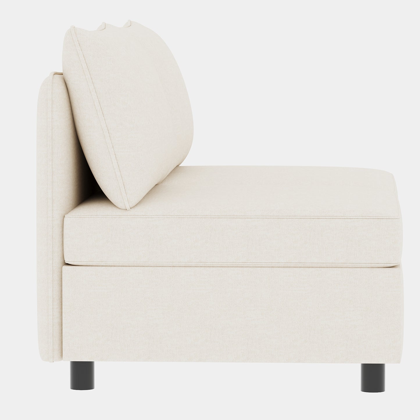 Cream fabric armchair with plush seat cushion and back pillow