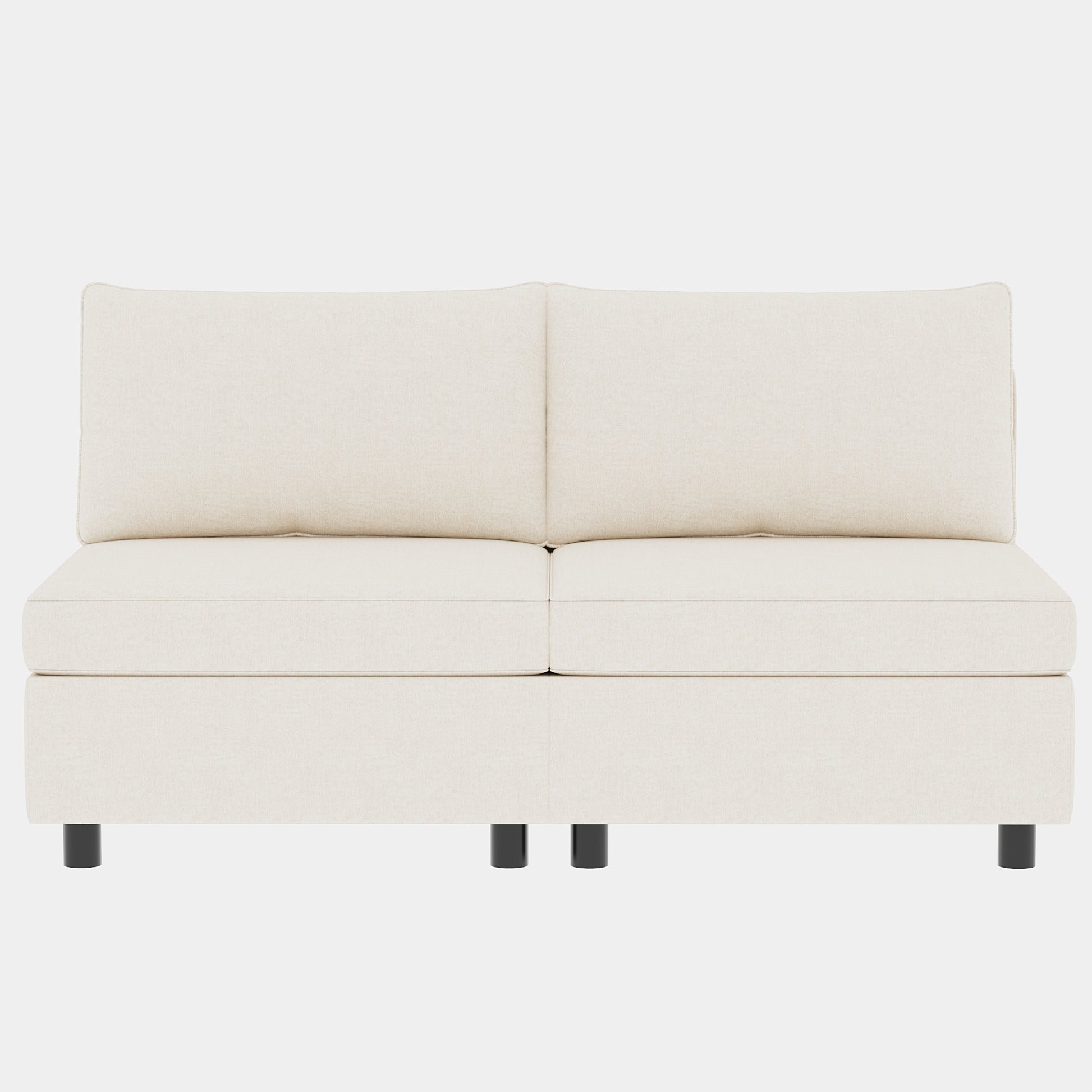 Cream linen twoseater sofa with modern black legs