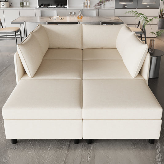 Cream boucle sectional sofa with plush cushions perfect for modern living rooms