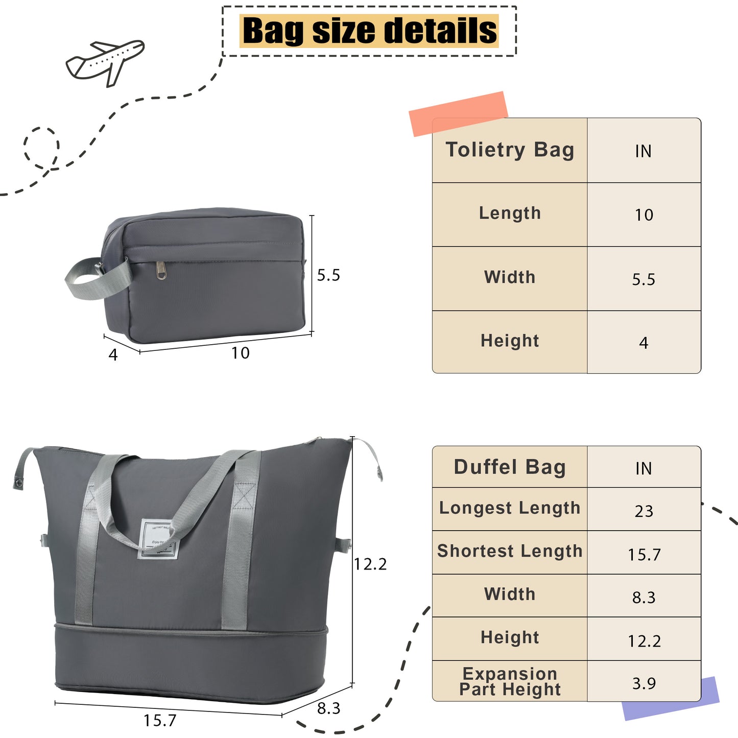 Dark gray toiletry bag dimensions xx inches for travel essentials