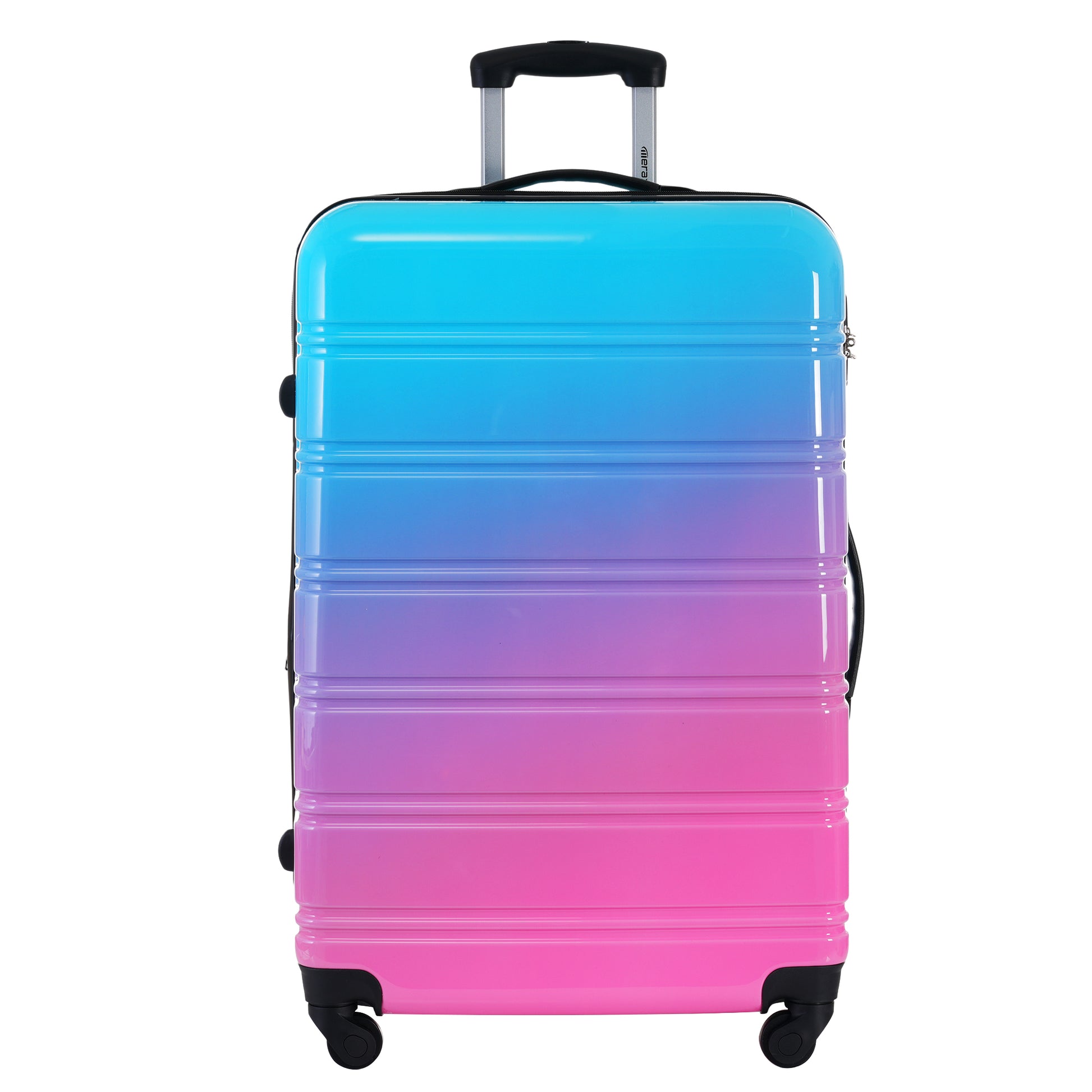 Hardside rolling luggage with blue to pink gradient