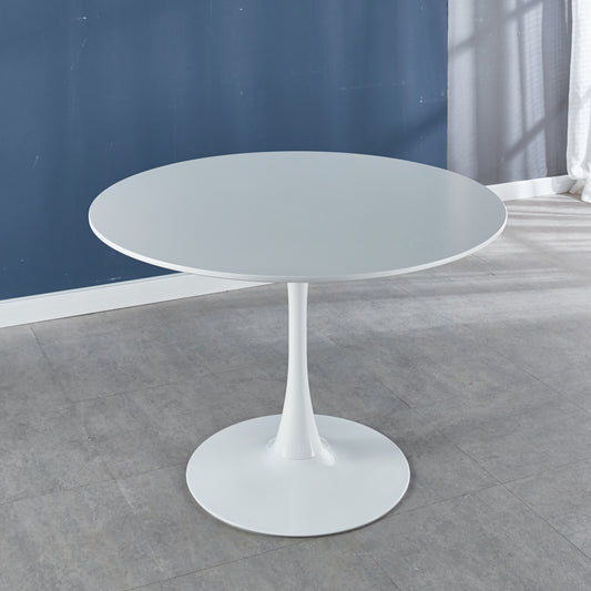 TREATLIFE HOME Mid-Century Modern Round Dining Table for 4-6 People, White MDF Top with Metal Pedestal Base