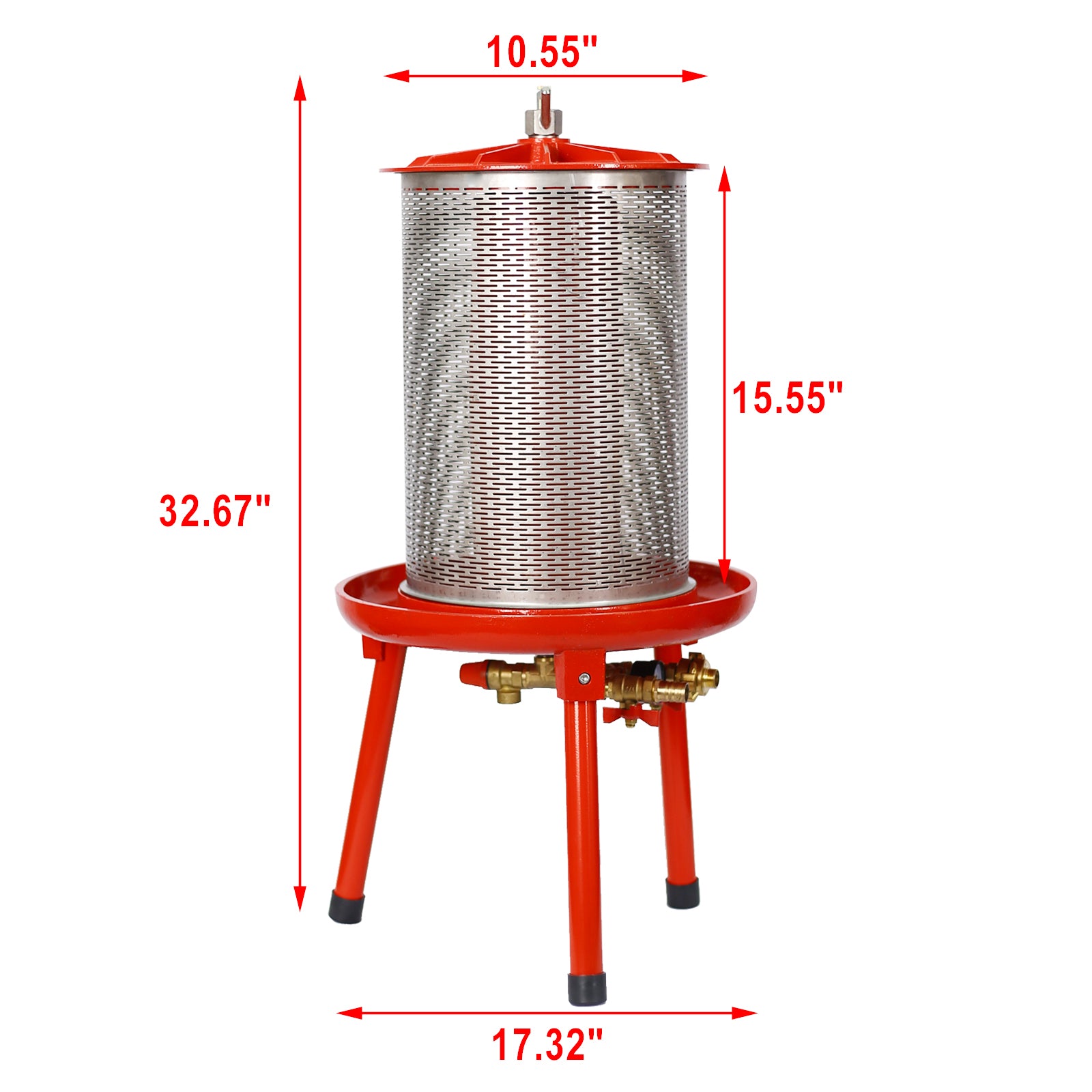 Red fruit press with stainless steel basket and spigot  H