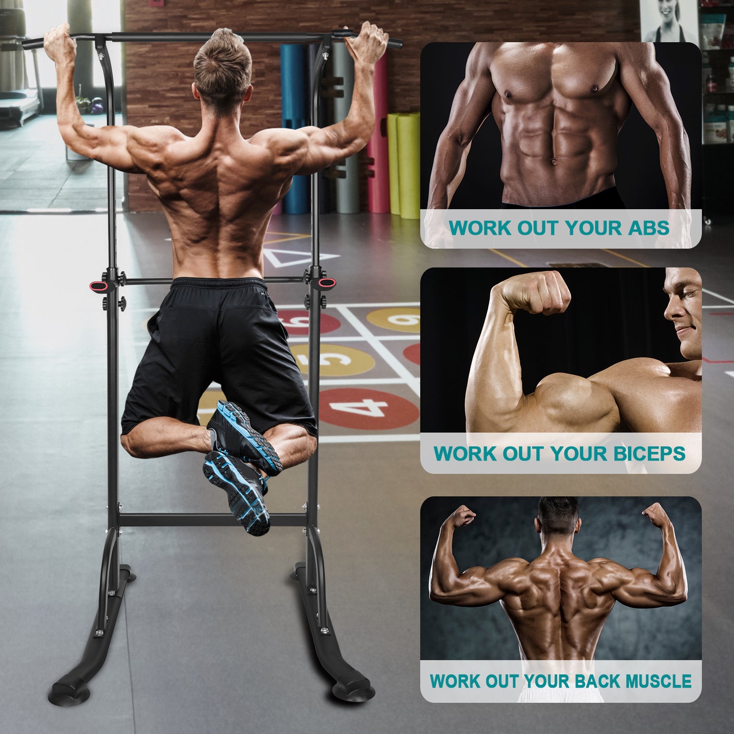 Man performing pullups on a home gym pullup bar