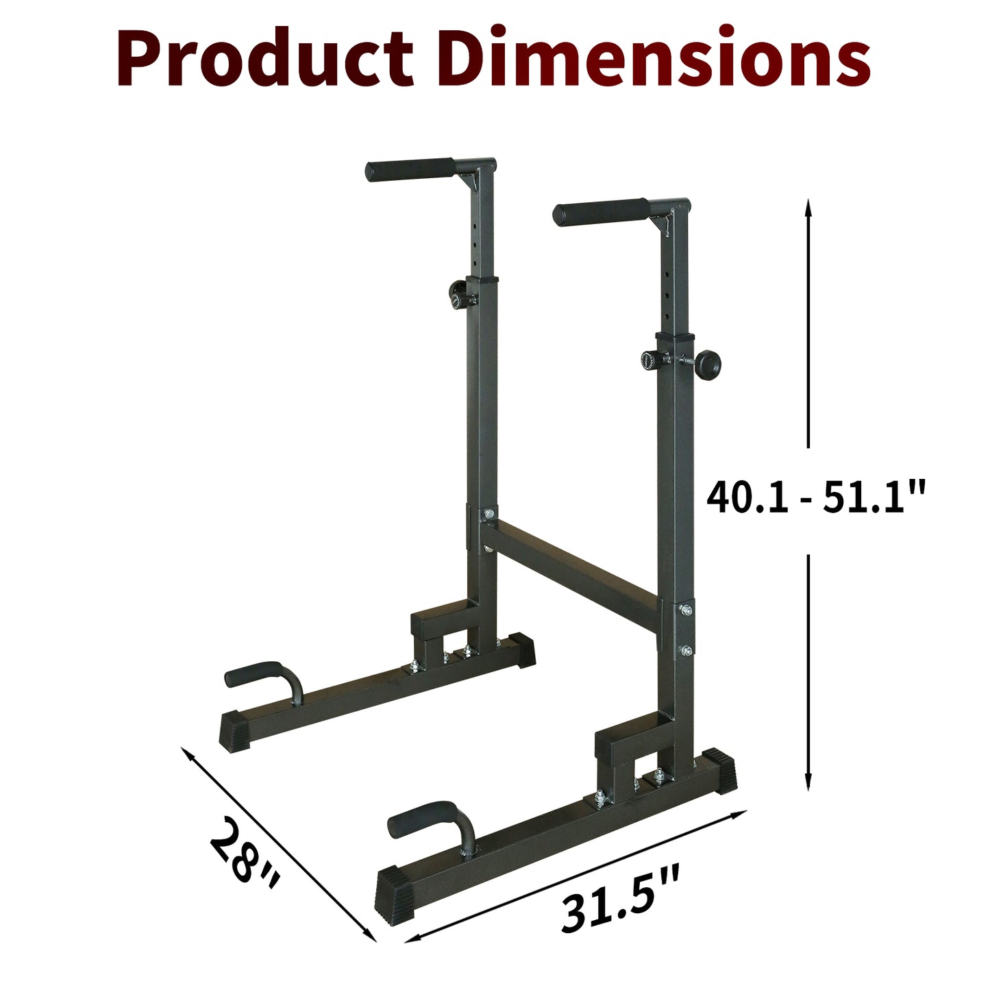 Adjustable dip station with padded handles  width