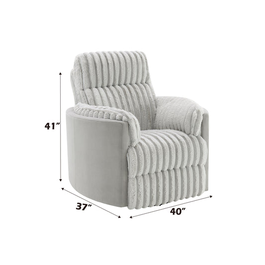 Plush grey corduroy swivel recliner with a modern design perfect for any living room