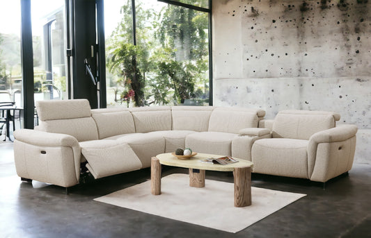 Luxurious cream sectional sofa with recliner perfect for modern living rooms