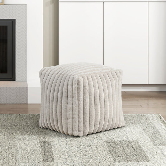 Plush cream corded ottoman for living room seating  characters