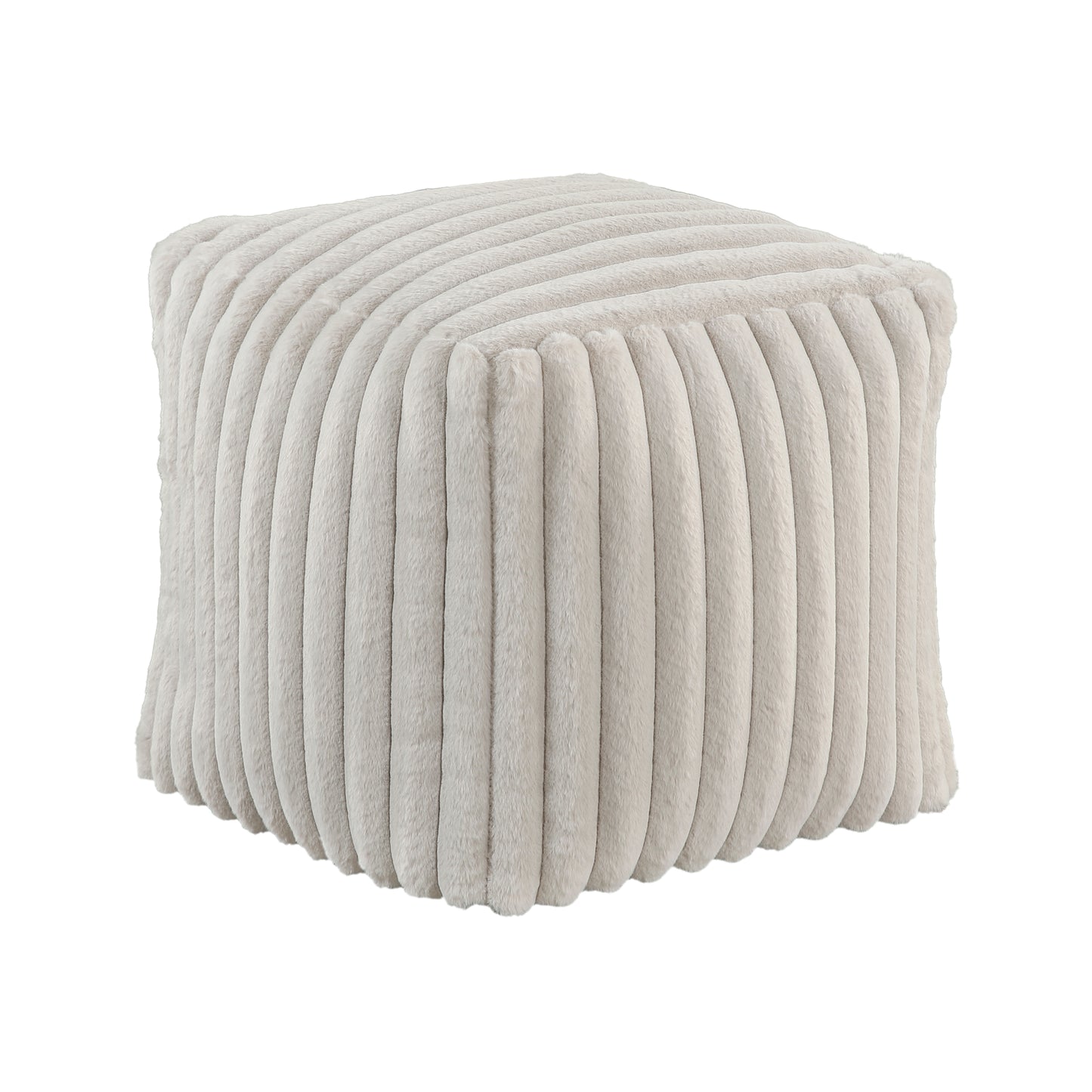 Textured cream corduroy cube ottoman perfect for footrest or extra seating