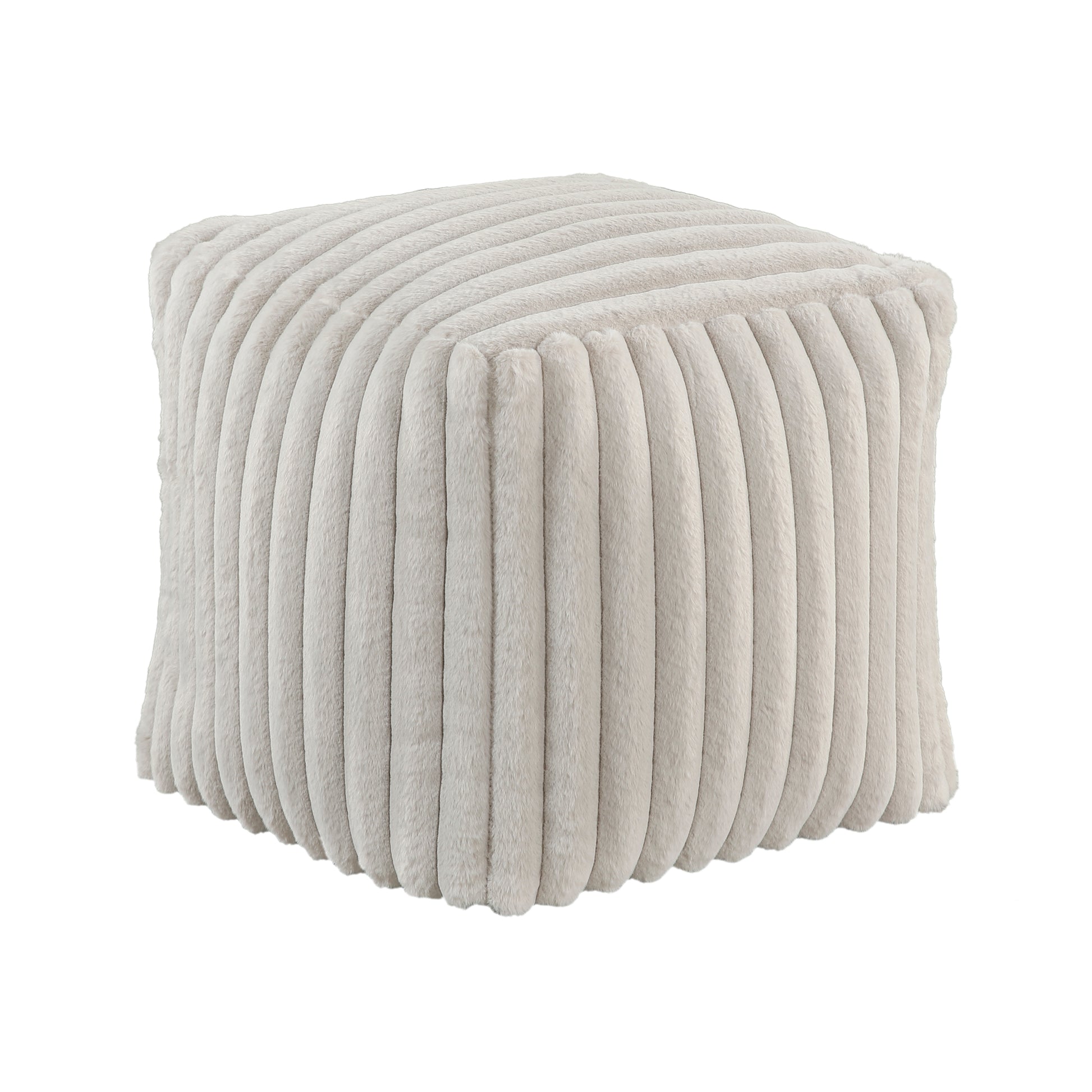 Textured cream corduroy cube ottoman perfect for footrest or extra seating