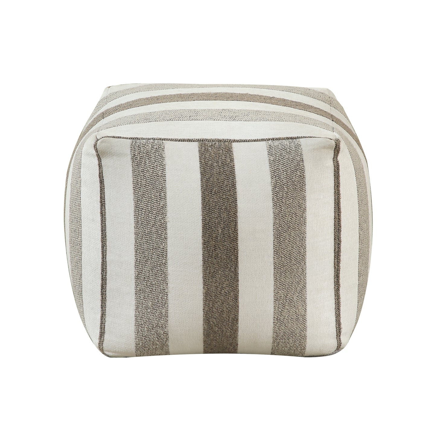 Striped fabric ottoman with beige and offwhite vertical stripes a versatile home accent