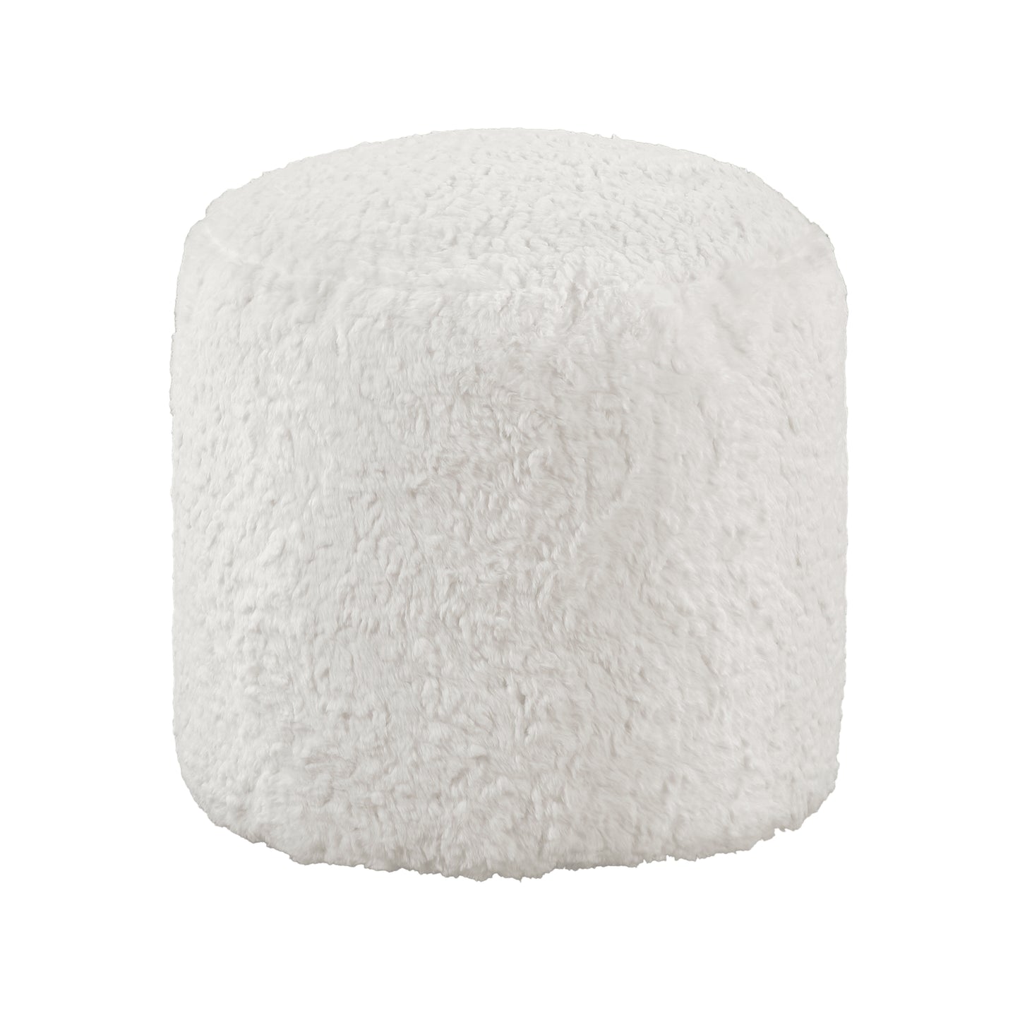 White fluffy round ottoman for living room or bedroom